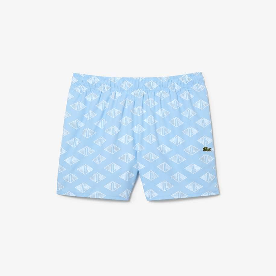 Lacoste APPAREL Lacoste Men’s Two-Tone Monogram Print Swim Trunks