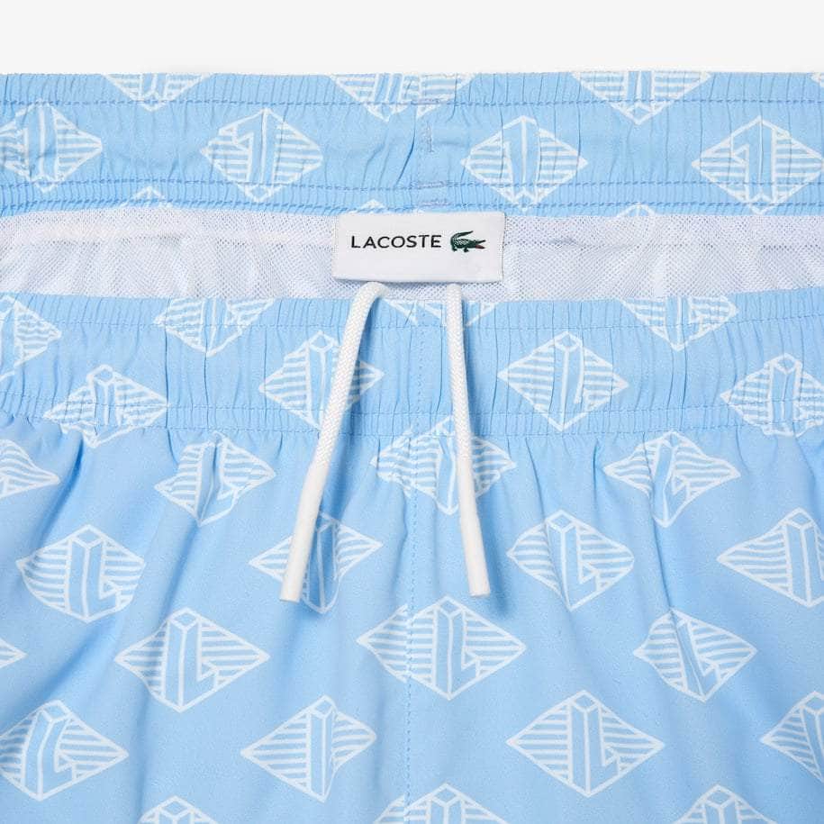 Lacoste APPAREL Lacoste Men’s Two-Tone Monogram Print Swim Trunks