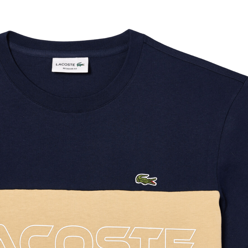 Lacoste Apparel Lacoste Regular Fit Crew Printed Colorblock T-Shirt - Men's