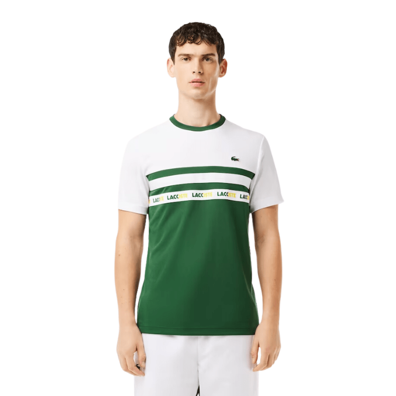 Lacoste Apparel Lacoste Ultra-Dry Logo Stripe Pique Tennis T-Shirt - Men's