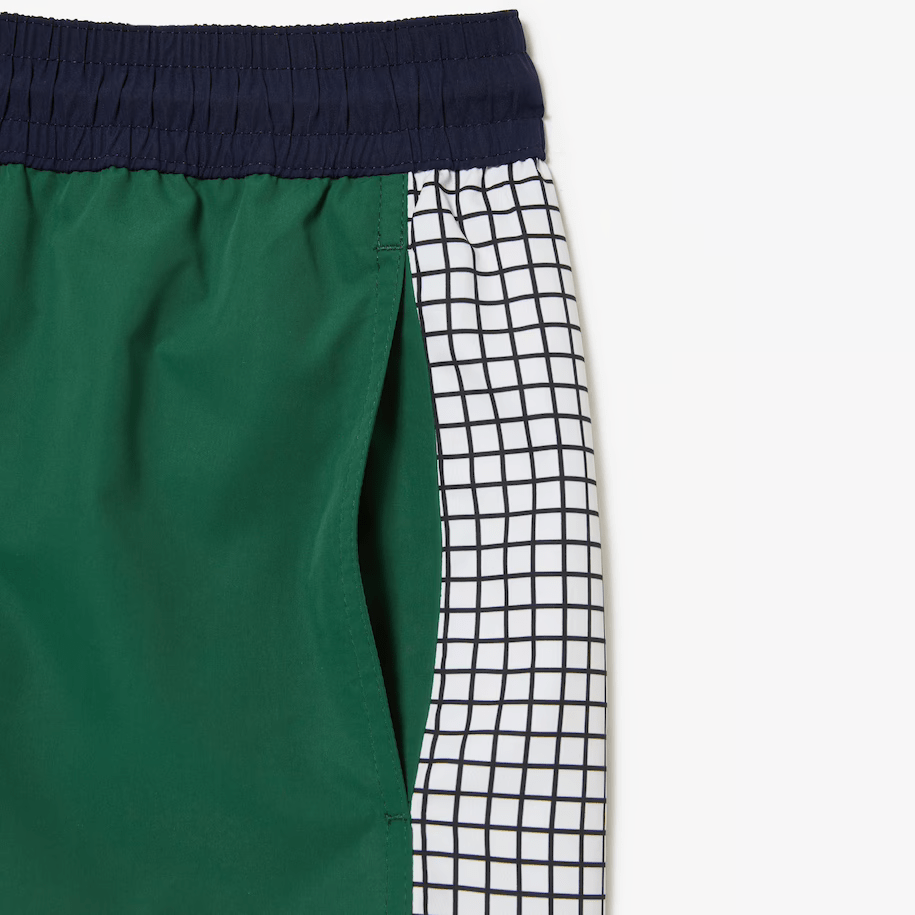 Lacoste APPAREL Men’s Recycled Polyester Colorblock Swim Trunks