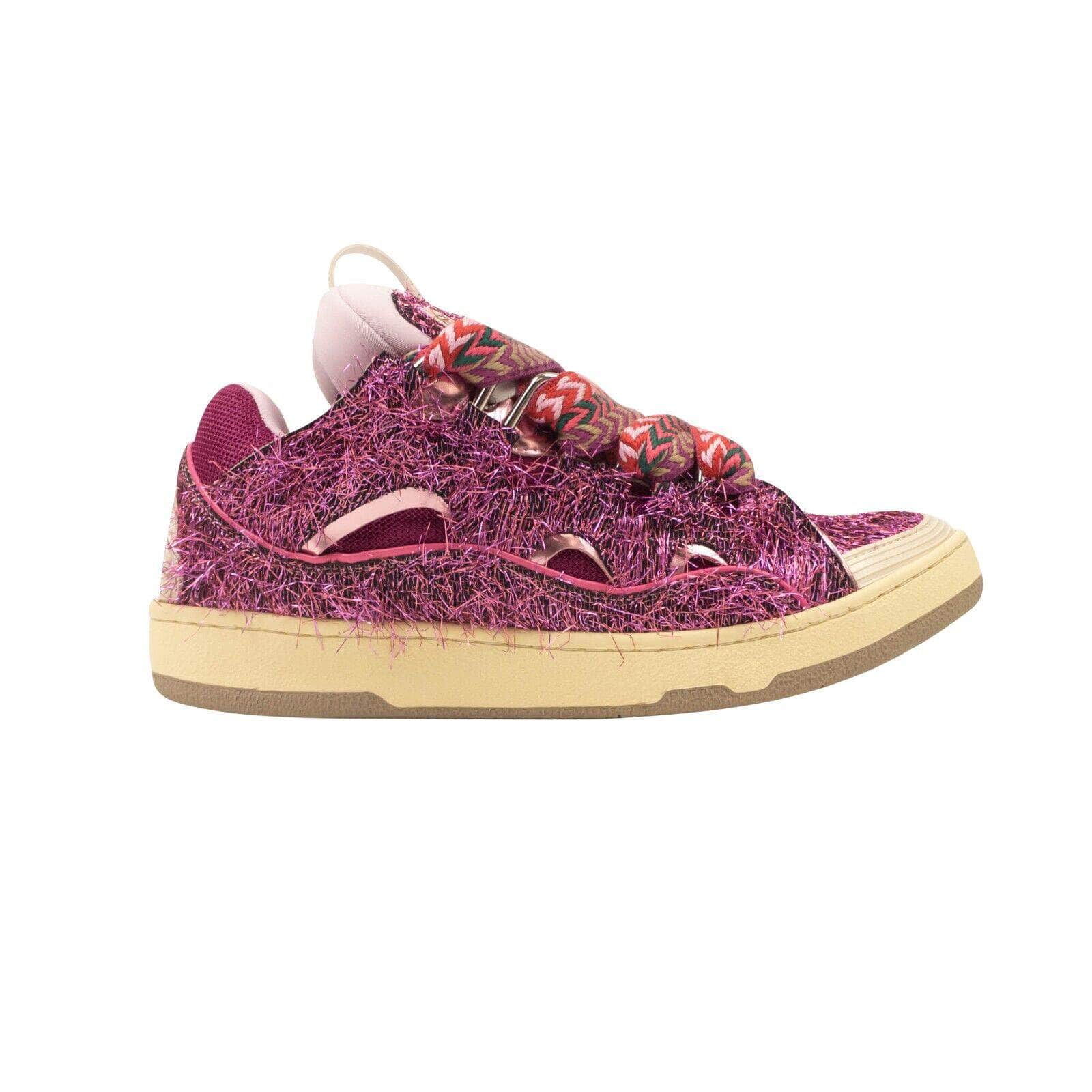 Lanvin 1000-2000, channelenable-all, chicmi, couponcollection, gender-mens, main-shoes, mens-shoes, size-43, size-44, size-45, size-46 Pink Low Top Curb Lace Up Sneakers