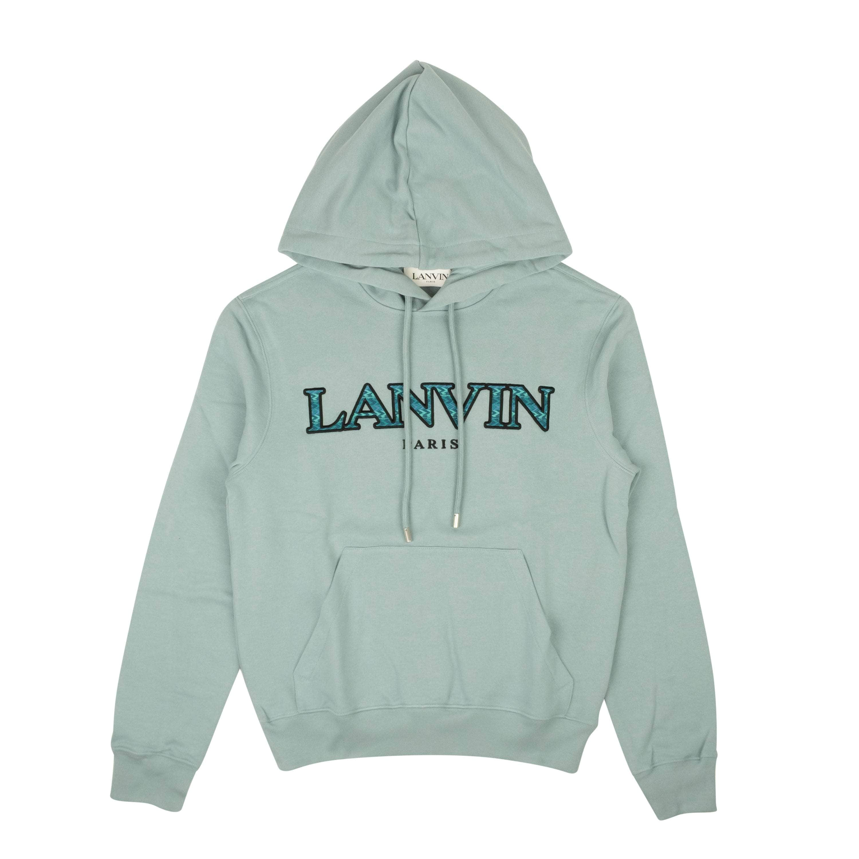 Lanvin LNV-XHDS-0003/XXL NWT LANVIN Bluish Grey Cotton Curb Logo Hoodie Sweatshirt Size XXL $1075 LNV-XHDS-0003/XXL