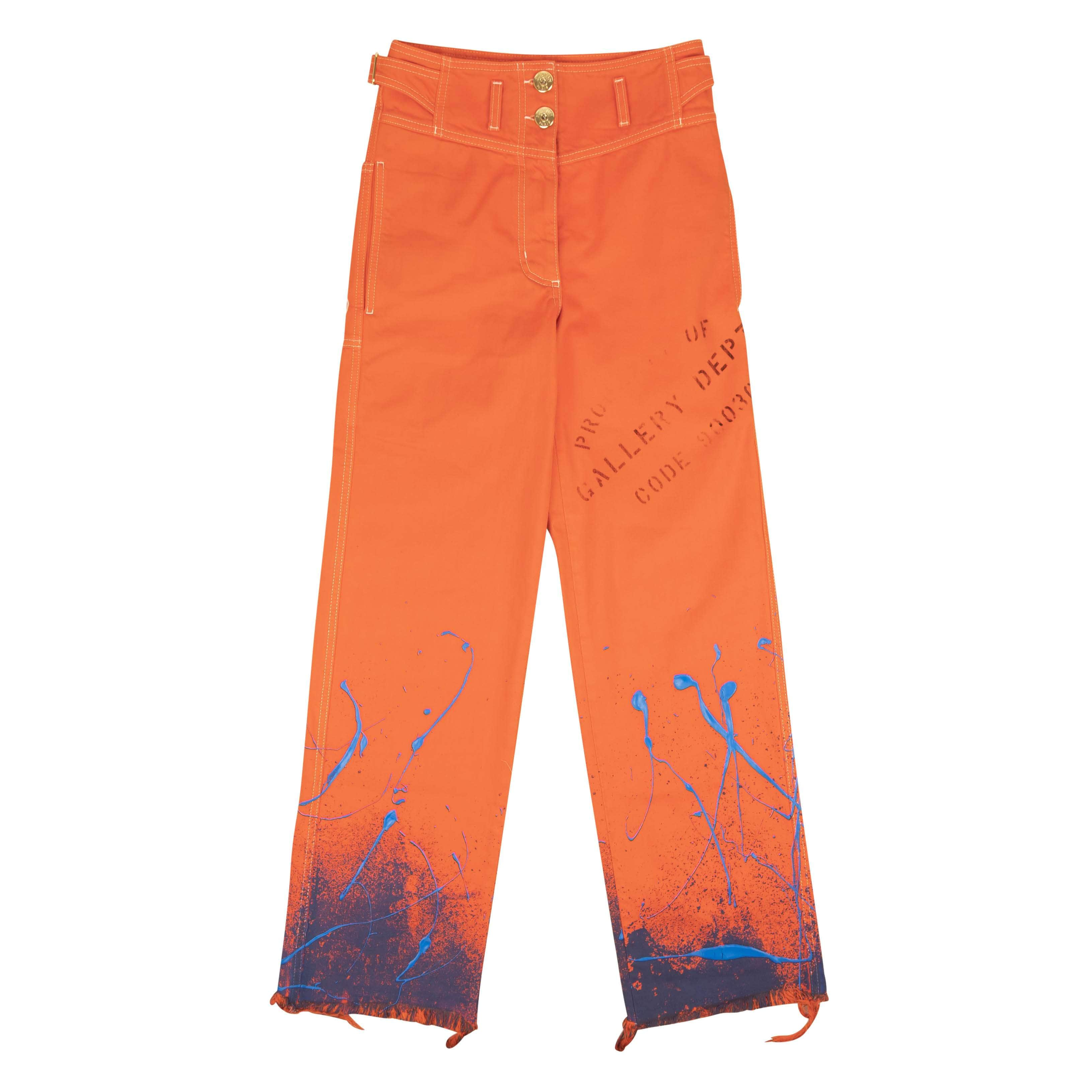 Lanvin x Gallery Dept. 95-LNV-1012/34 NWT LANVIN X GALLERY DEPT. Orange Logo Oversized Jeans Size 34/44 $1250 95-LNV-1012/34