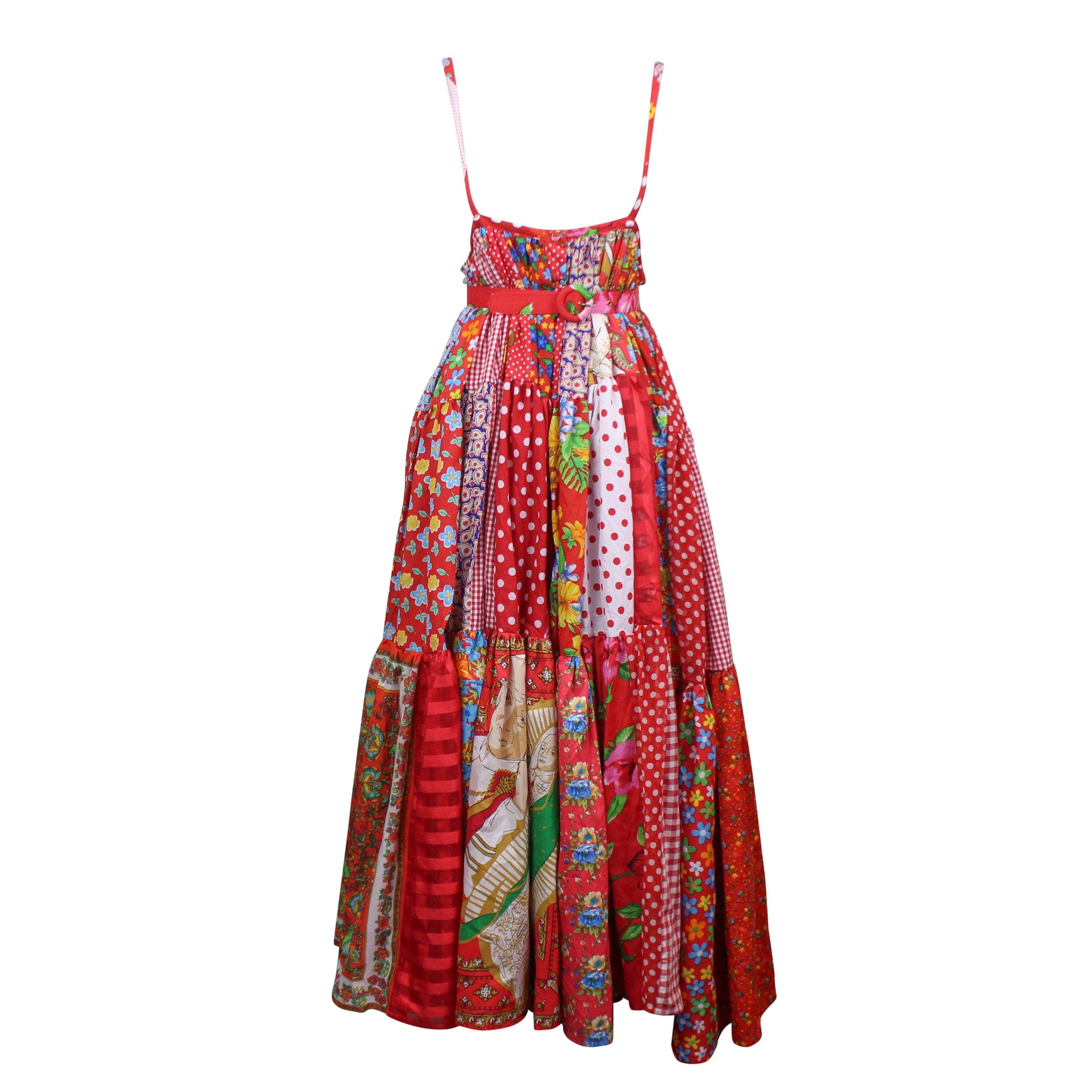 LE JESUS 250-500, channelenable-all, chicmi, couponcollection, le-jesus, main-clothing, shop375, size-4, womens-day-dresses 4 RED PATCHWORK PRAIRIE TENT DRESS 95-LEJ-0001/4 95-LEJ-0001/4