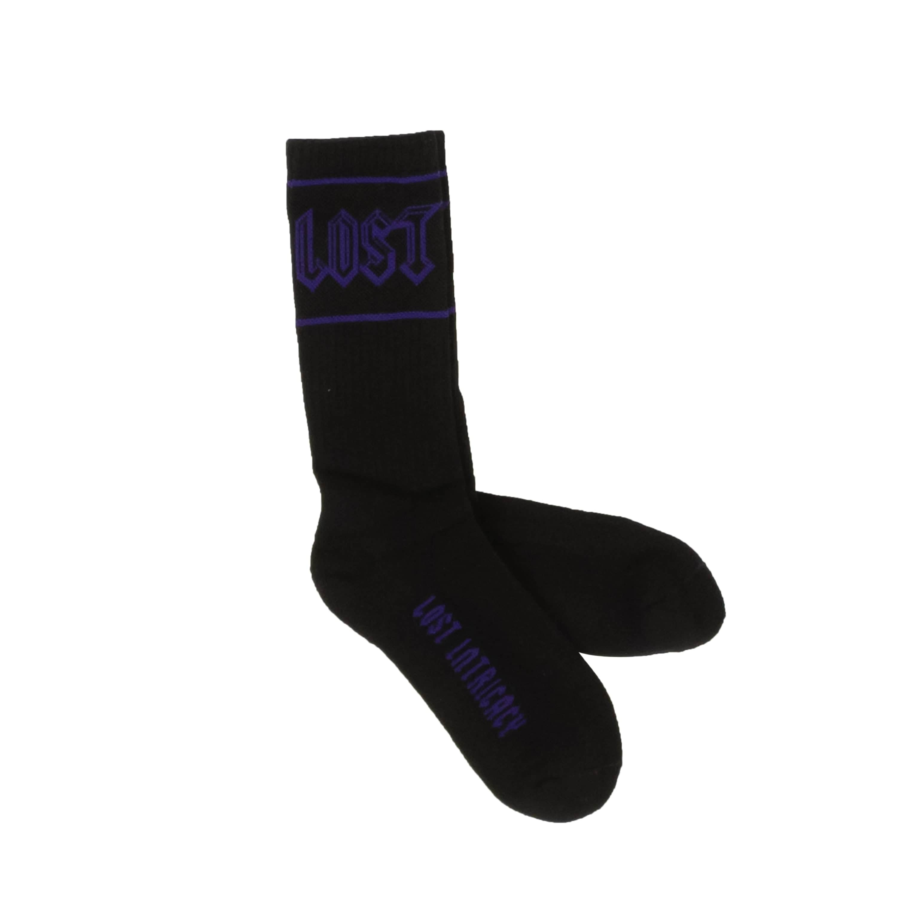 Lost 95-LOS-3005/OS NWT LOST Black Purple Lost Logo Crew Socks Size OS 95-LOS-3005/OS