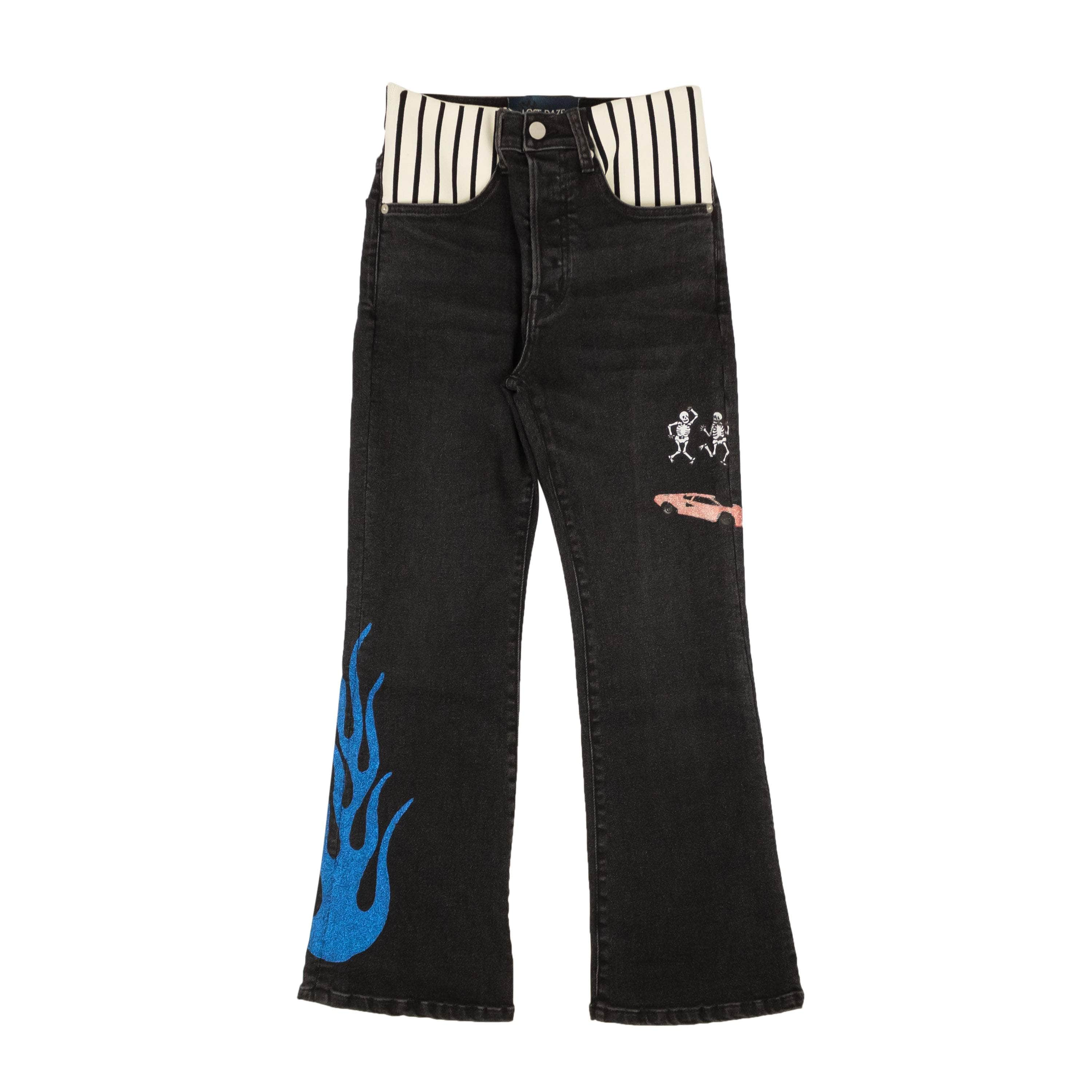 LOST DAZE 95-LDZ-1005/25 NWT LOST DAZE Black Stripe Spandex Waist Jeans Size 25 $850 95-LDZ-1005/25