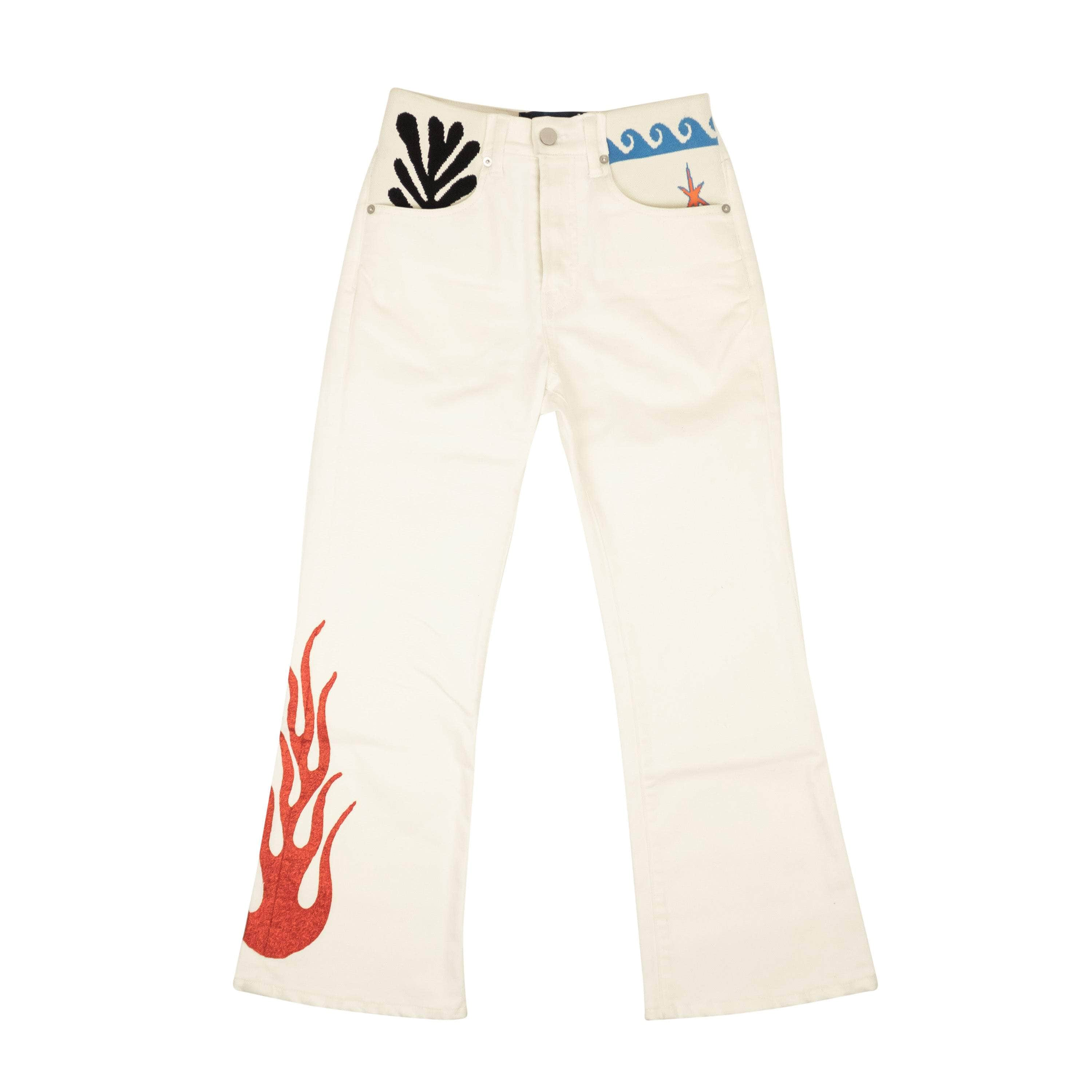 LOST DAZE 95-LDZ-1007/27 NWT LOST DAZE White Cotton Wave Flame Spandex Waist Jeans Size 27 $850 95-LDZ-1007/27