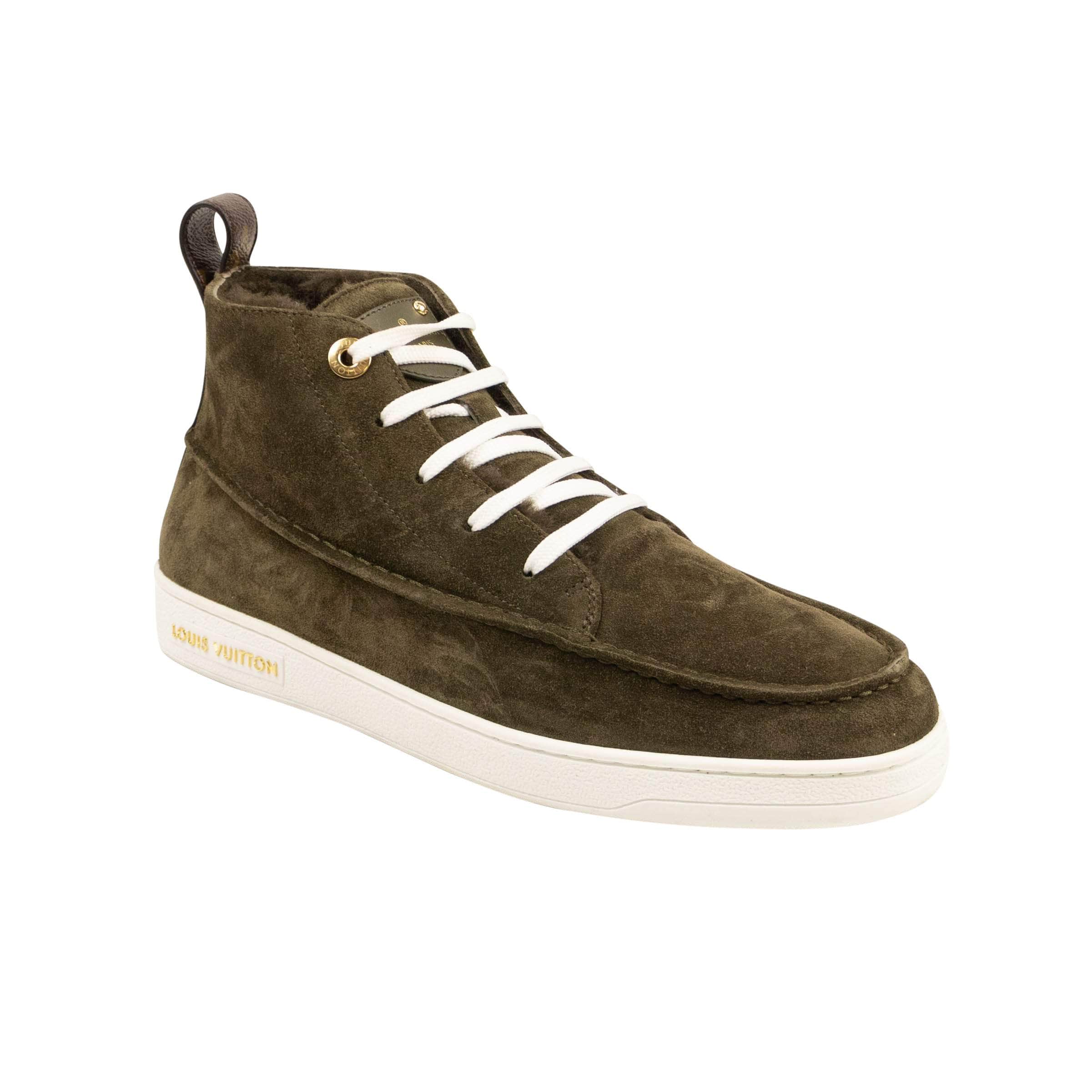 Louis Vuitton 250-500, 500-750, channelenable-all, chicmi, couponcollection, gender-womens, main-shoes, size-37-5, size-38-5, SPO, stadiumgoods Green Suede Stellar Sneaker Boot