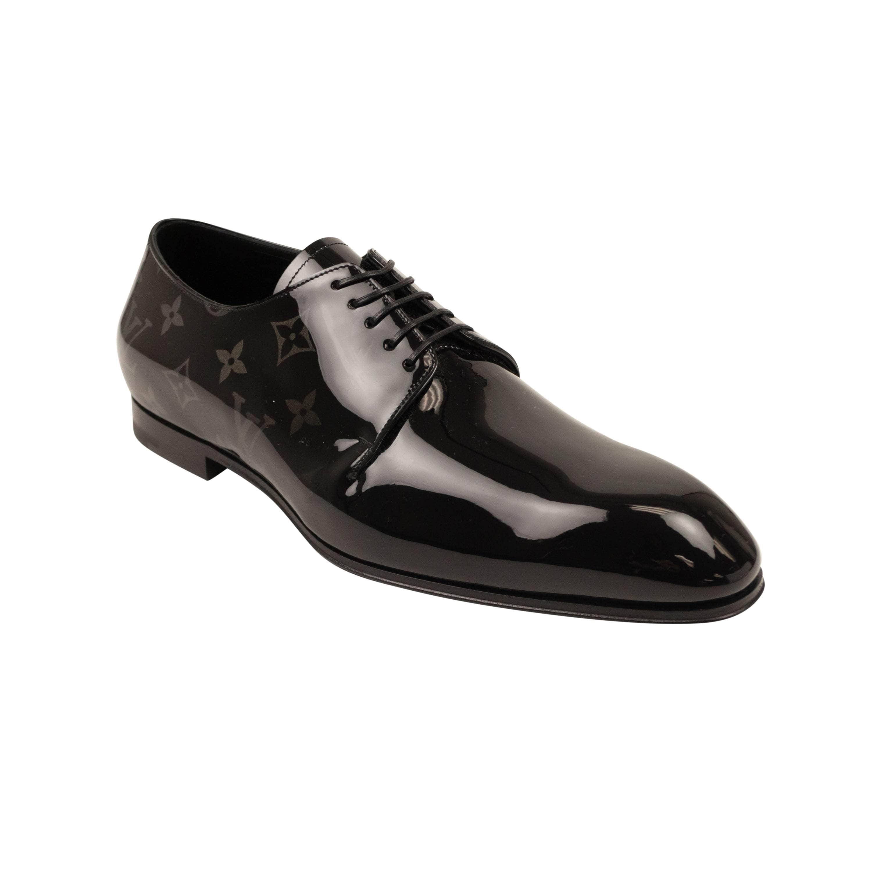 Louis Vuitton 500-750, channelenable-all, chicmi, couponcollection, gender-mens, main-shoes, mens-oxfords-derby-shoes, mens-shoes, size-5, SPO, stadiumgoods 5 / MT0241 Black Monogram Patent Leather Oxford Dress Shoes 95-LVT-2105/5 95-LVT-2105/5