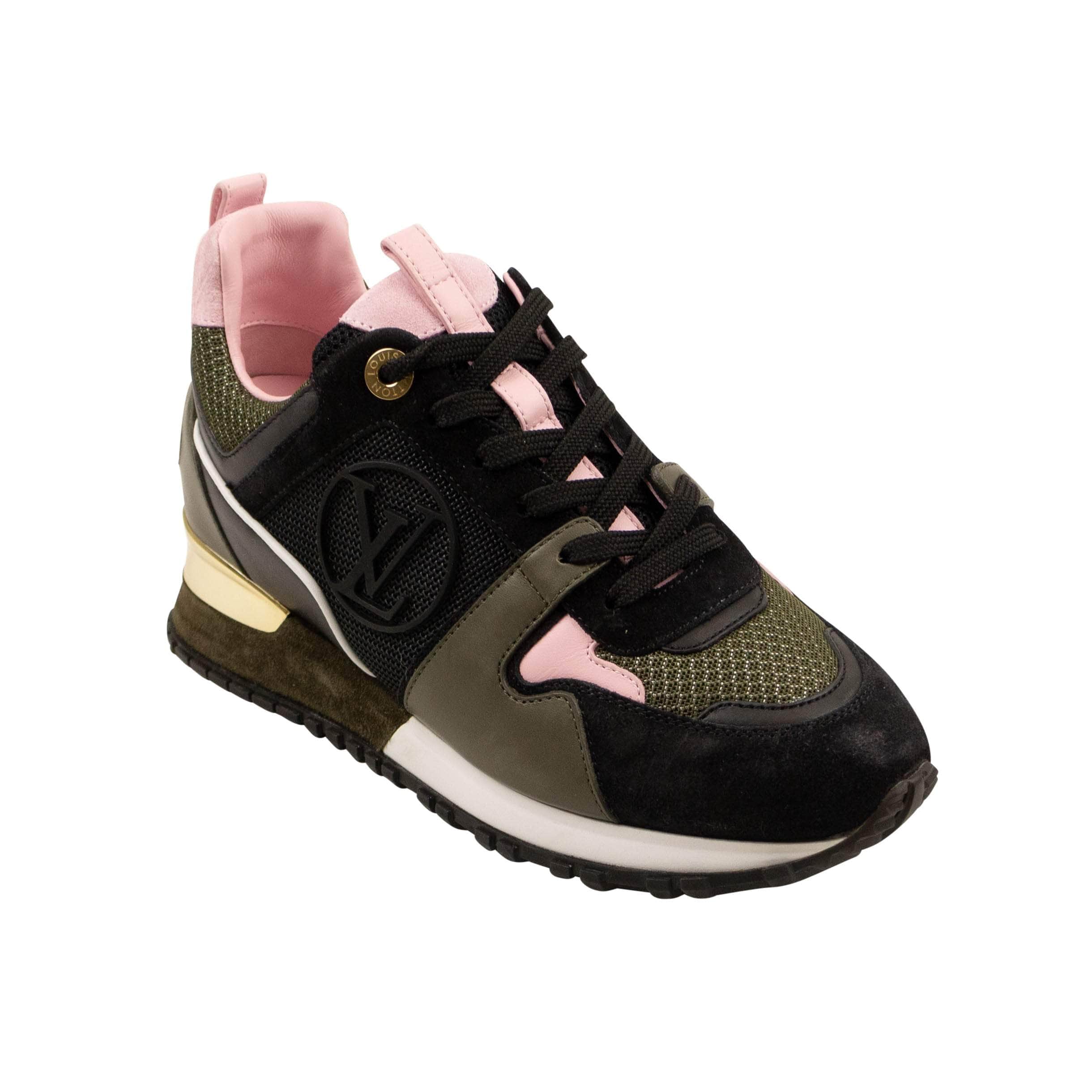 Louis Vuitton 500-750, channelenable-all, chicmi, couponcollection, gender-womens, main-shoes, size-4-us-34-eu, SPO, stadiumgoods 4 US / 34 EU / 1A94BZ Black, Green And Pink Run Away Sneakers 95-LVT-2071/34 95-LVT-2071/34