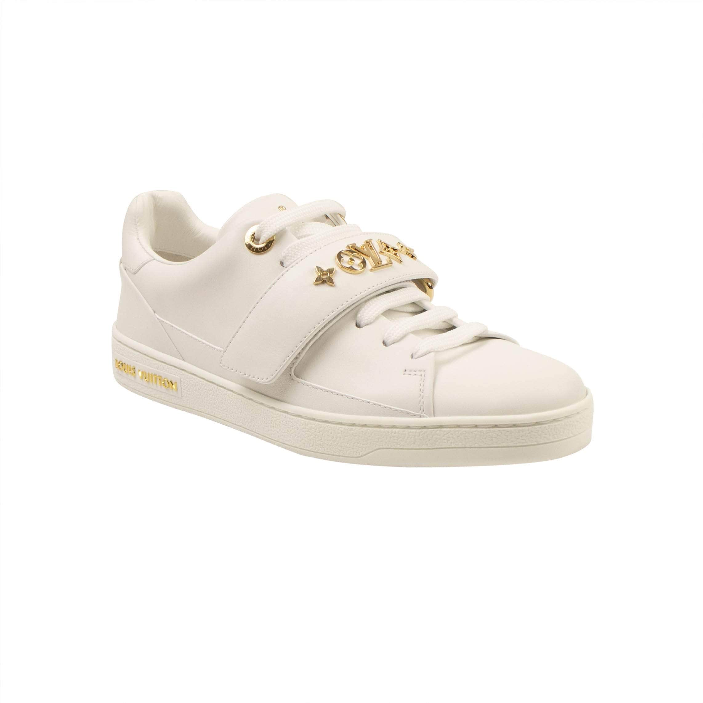 Louis Vuitton 750-1000, channelenable-all, chicmi, couponcollection, gender-womens, main-shoes, size-4-us-34-eu, SPO White Leather Lace-Up Frontrow Low-Top Sneakers