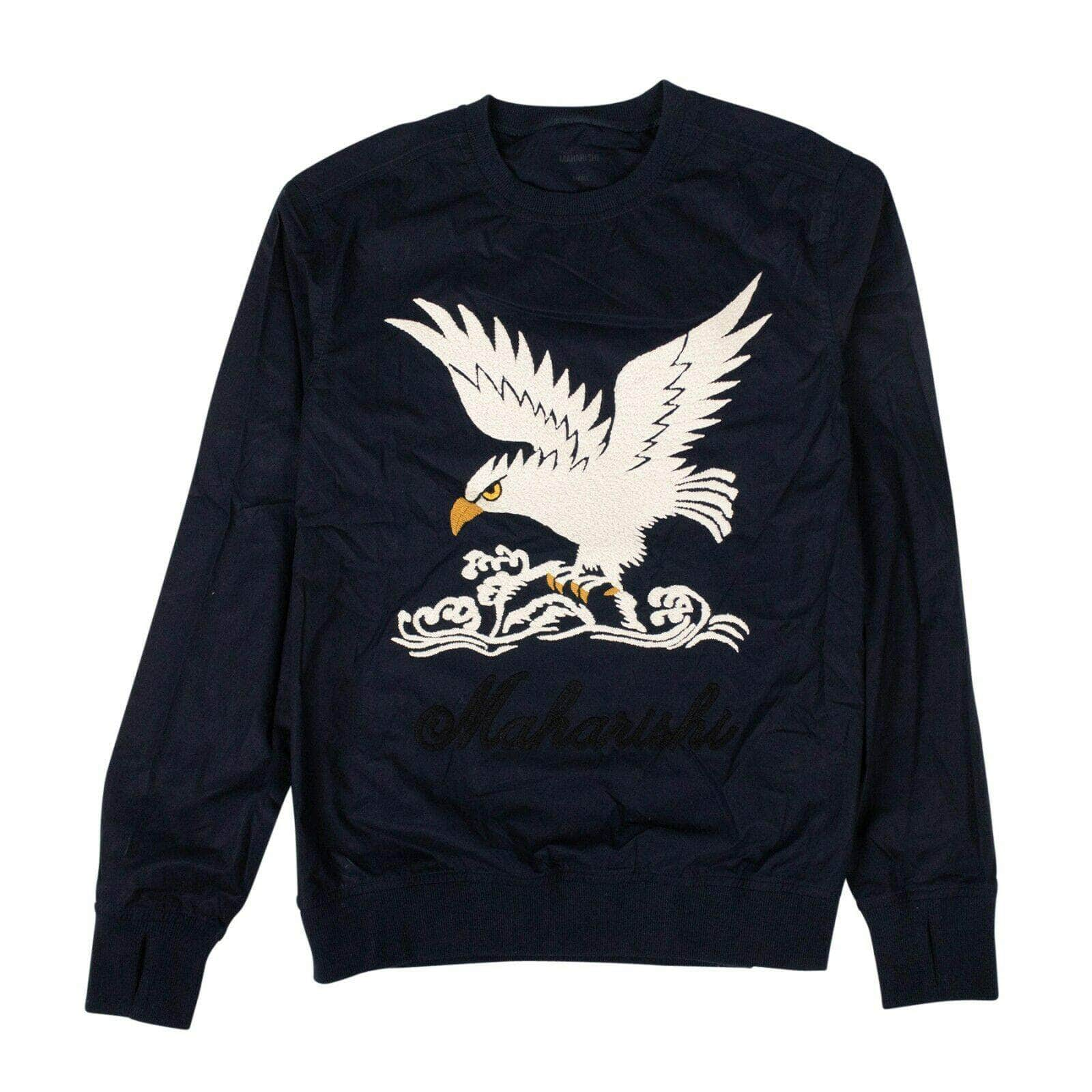 Maharishi 80ST-MR-1170/2XL NWT MAHARISHI Navy Blue Organic Cotton Eagle Woven Track Top Size XXL $408 80ST-MR-1170/2XL