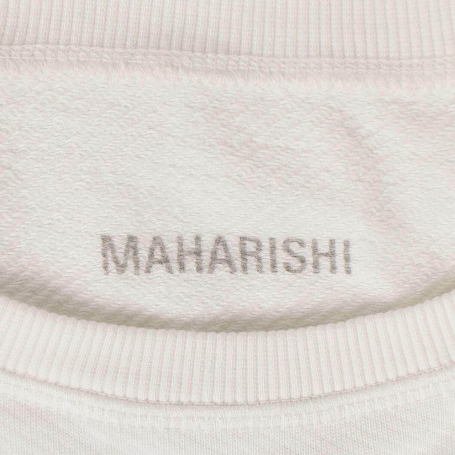 MAHARISHI Men's Sweaters Cotton Stencil Dragon Chest Crew Sweater - White
