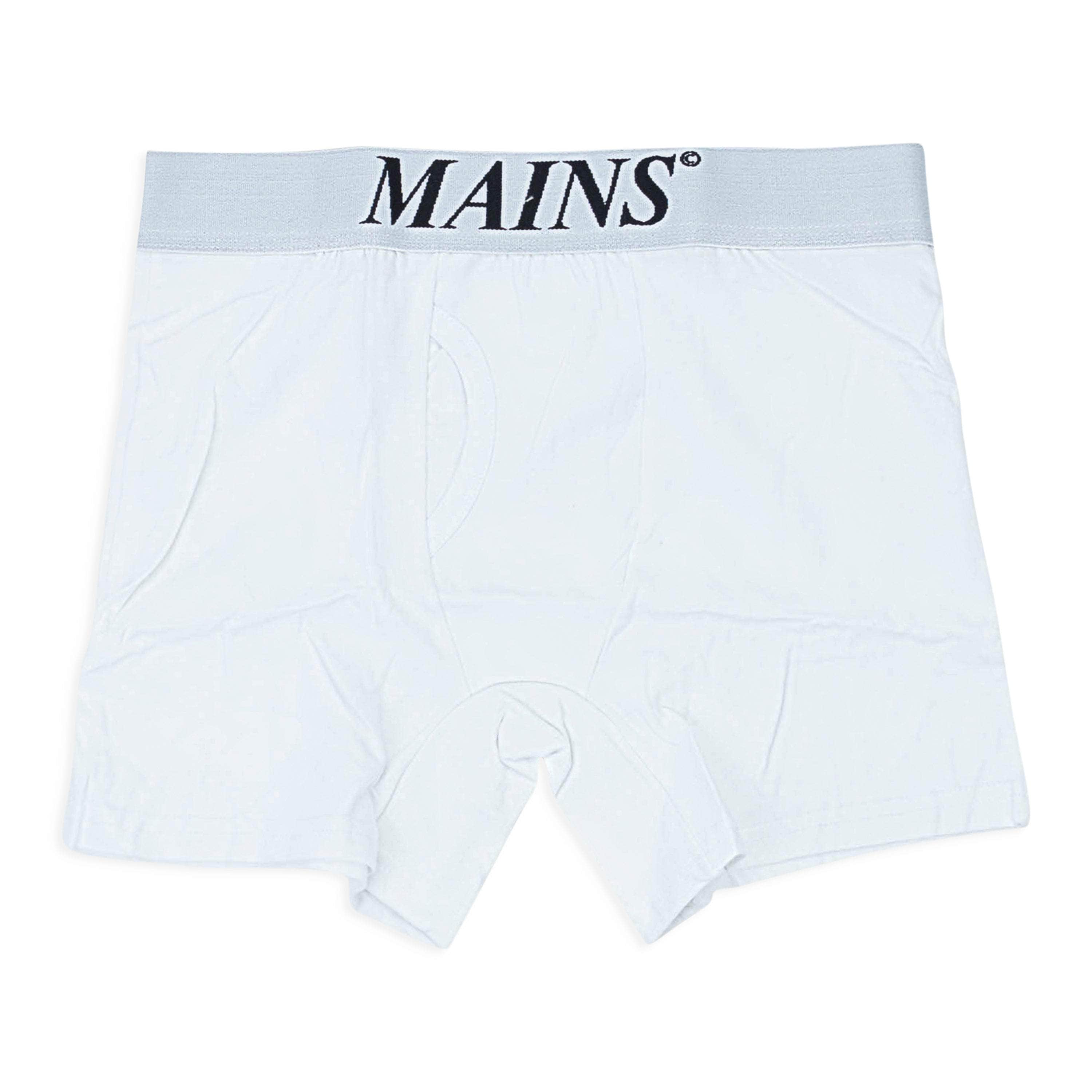 Mains MNS-XACC-0001/XS MNS-XACC-0001/XS BO01WHT_WHITEBLACKLOGO White Mains Logo Boxers Size XS MNS-XACC-0001/XS