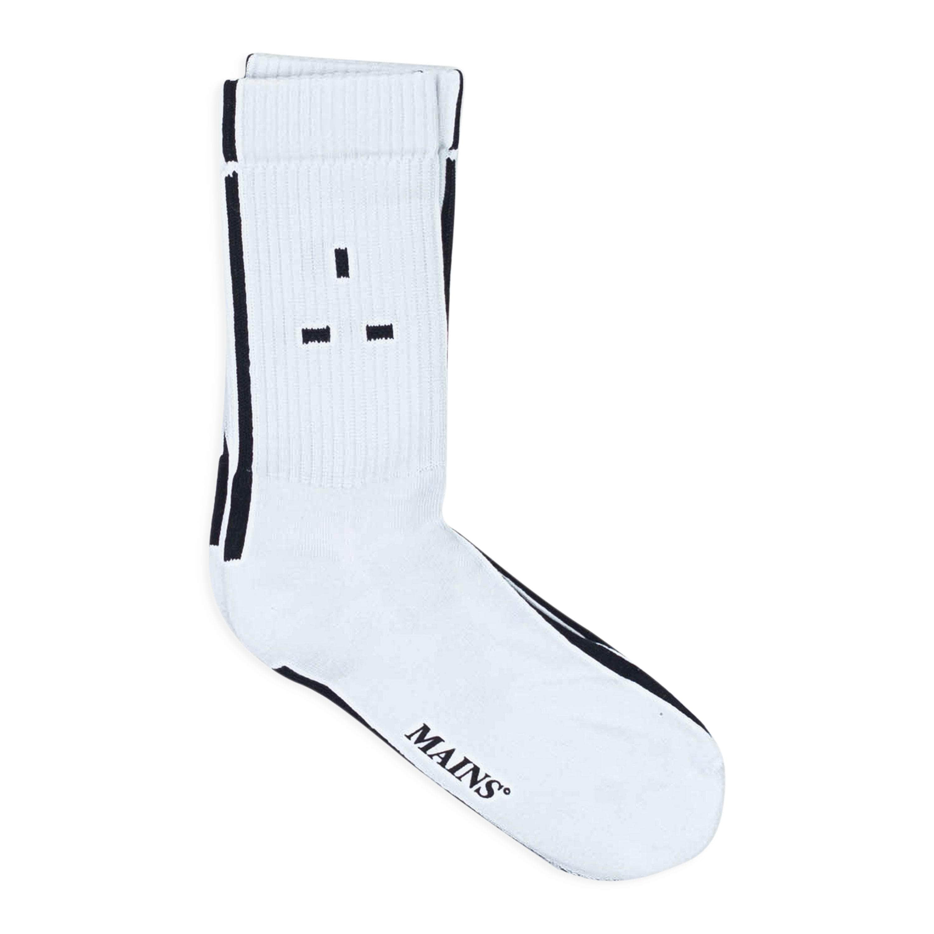 Mains MNS-XACC-0009/L MNS-XACC-0009/L SO01WHT_WHITEBLACKLOGO White/Black Mains Logo Socks Size L MNS-XACC-0009/L