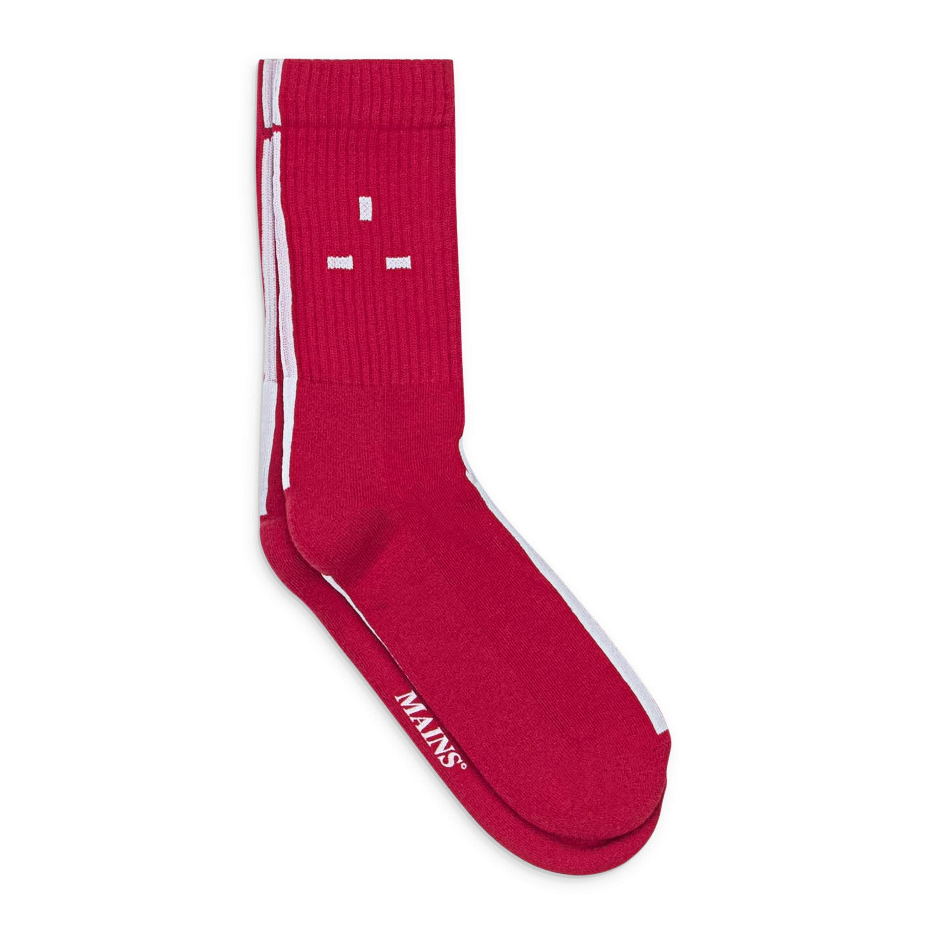 Mains MNS-XACC-0010/L MNS-XACC-0010/L SO01RED_REDWHITELOGO Red/White Mains Logo Socks Size L MNS-XACC-0010/L