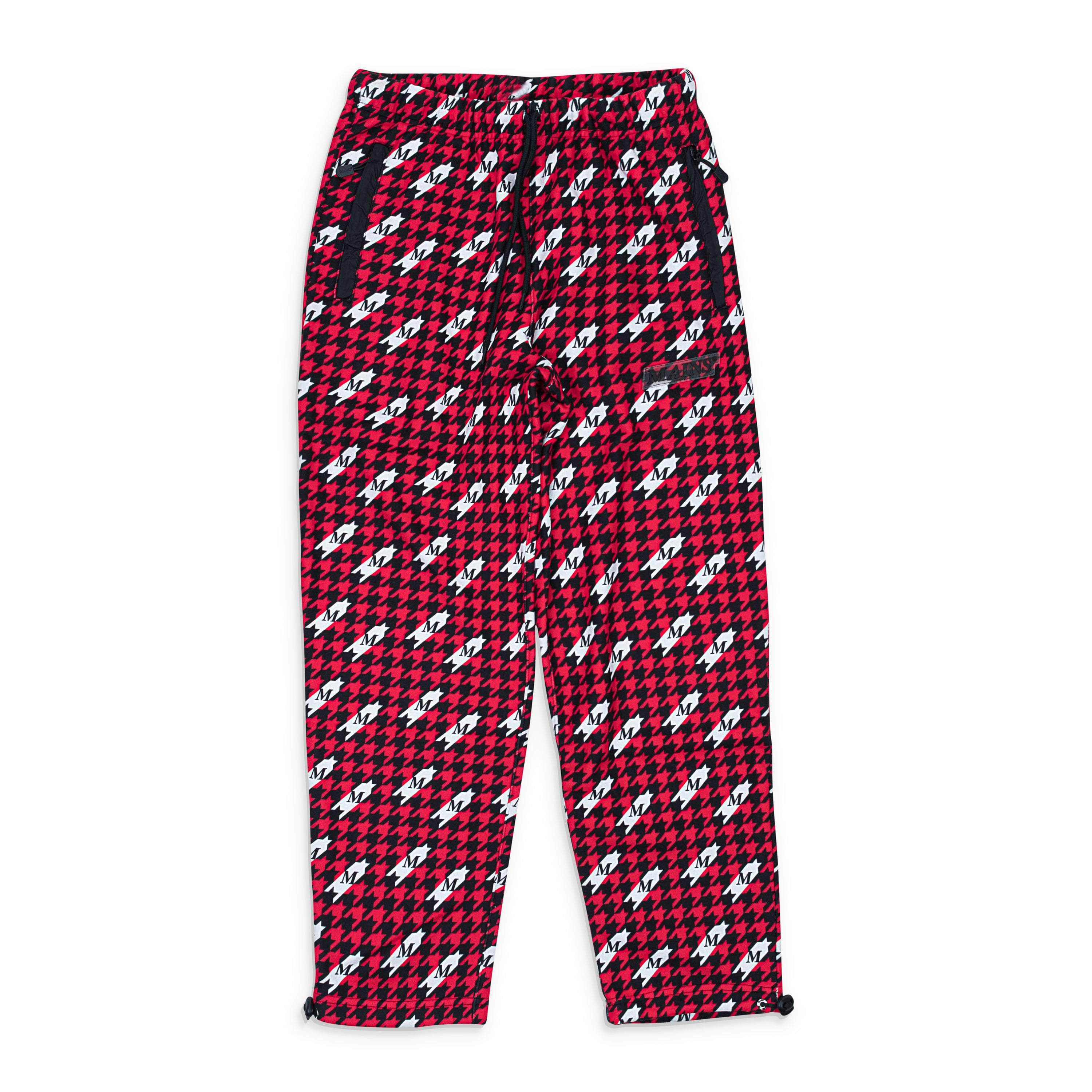 Mains MNS-XBTM-0002/L MNS-XBTM-0002/L MA03TO09_MUL Black/Red Mains Houndstooth Track Pants Size L MNS-XBTM-0002/L