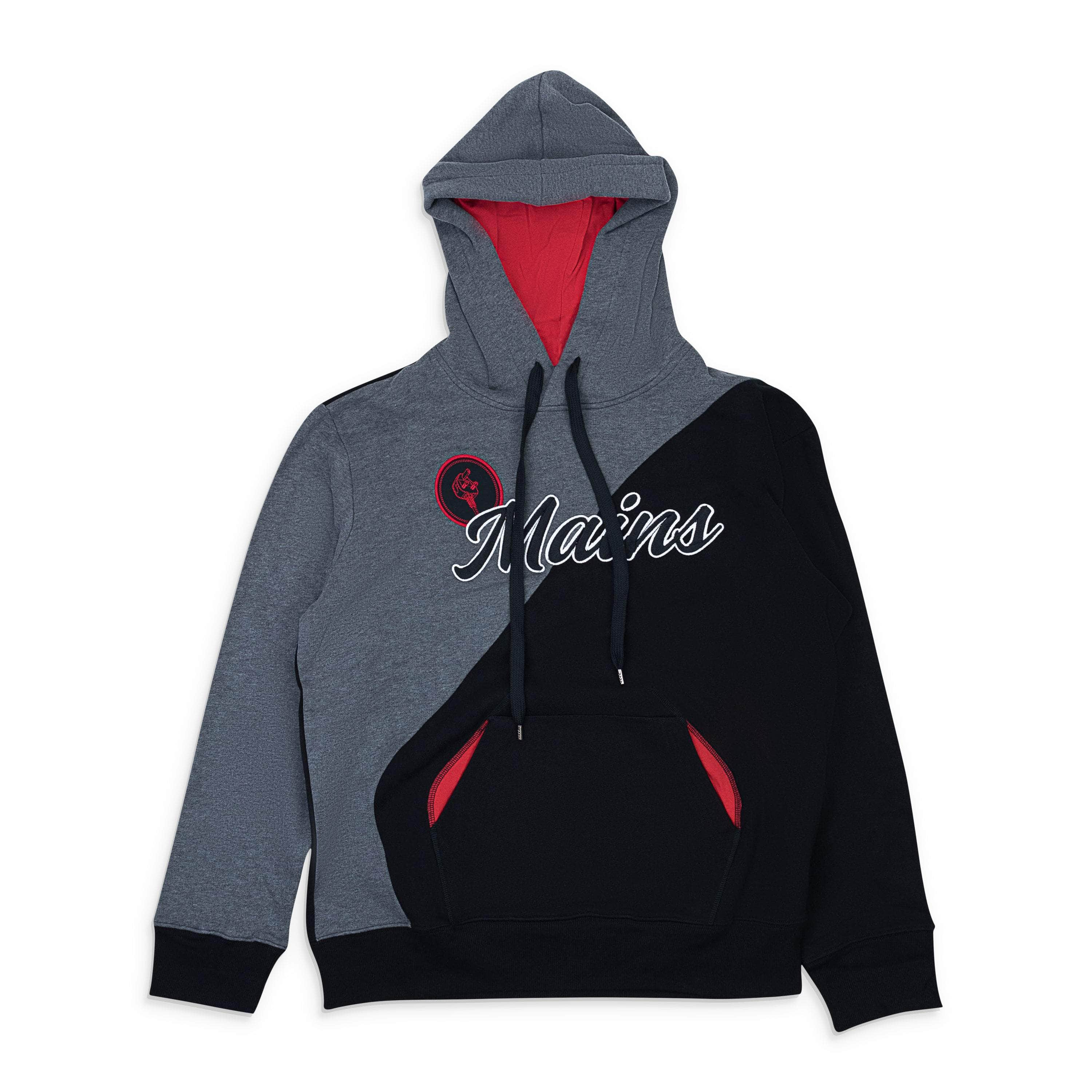 Mains MNS-XHDS-0002/L MNS-XHDS-0002/L MA03TO10_BLK Grey/Black/Red Mains Logo Hoodie Size L MNS-XHDS-0002/L