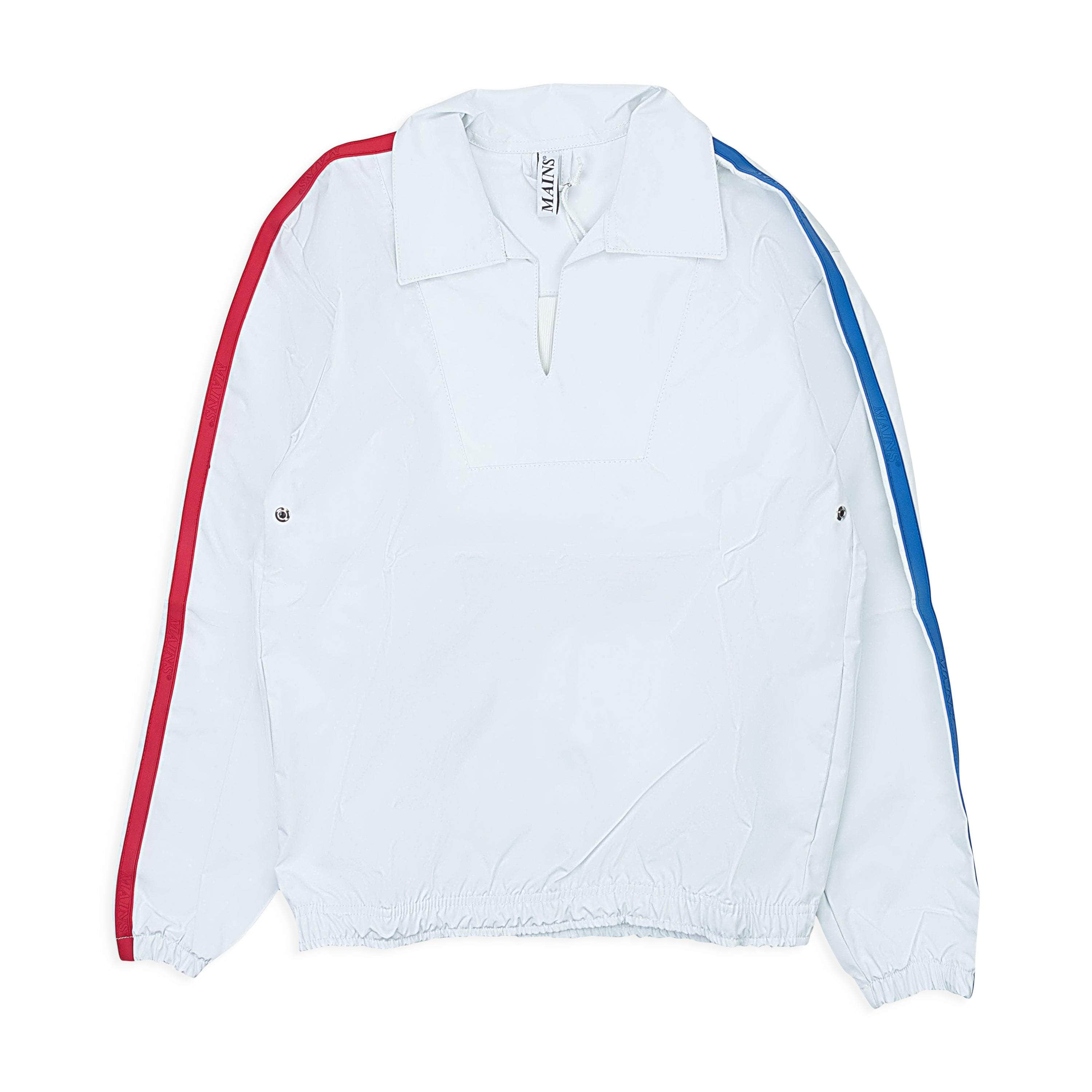 Mains MNS-XOTW-0001/L MNS-XOTW-0001/L TO01WHT_WHITE White/Blue Mains Side Strip Quarter Zip Track Jacket Size L MNS-XOTW-0001/L