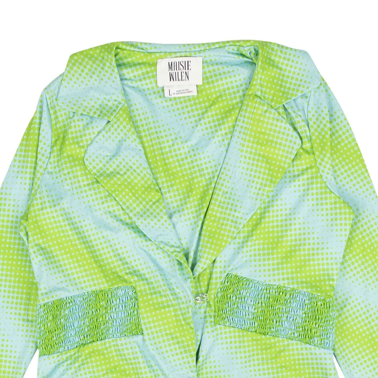 MAISIE WILEN 500-750, channelenable-all, chicmi, couponcollection, gender-womens, main-clothing, maisie-wilen, MixedApparel, size-l, womens-jackets-blazers L Blue And Green Ruched Blazer 95-MWN-0004/L 95-MWN-0004/L