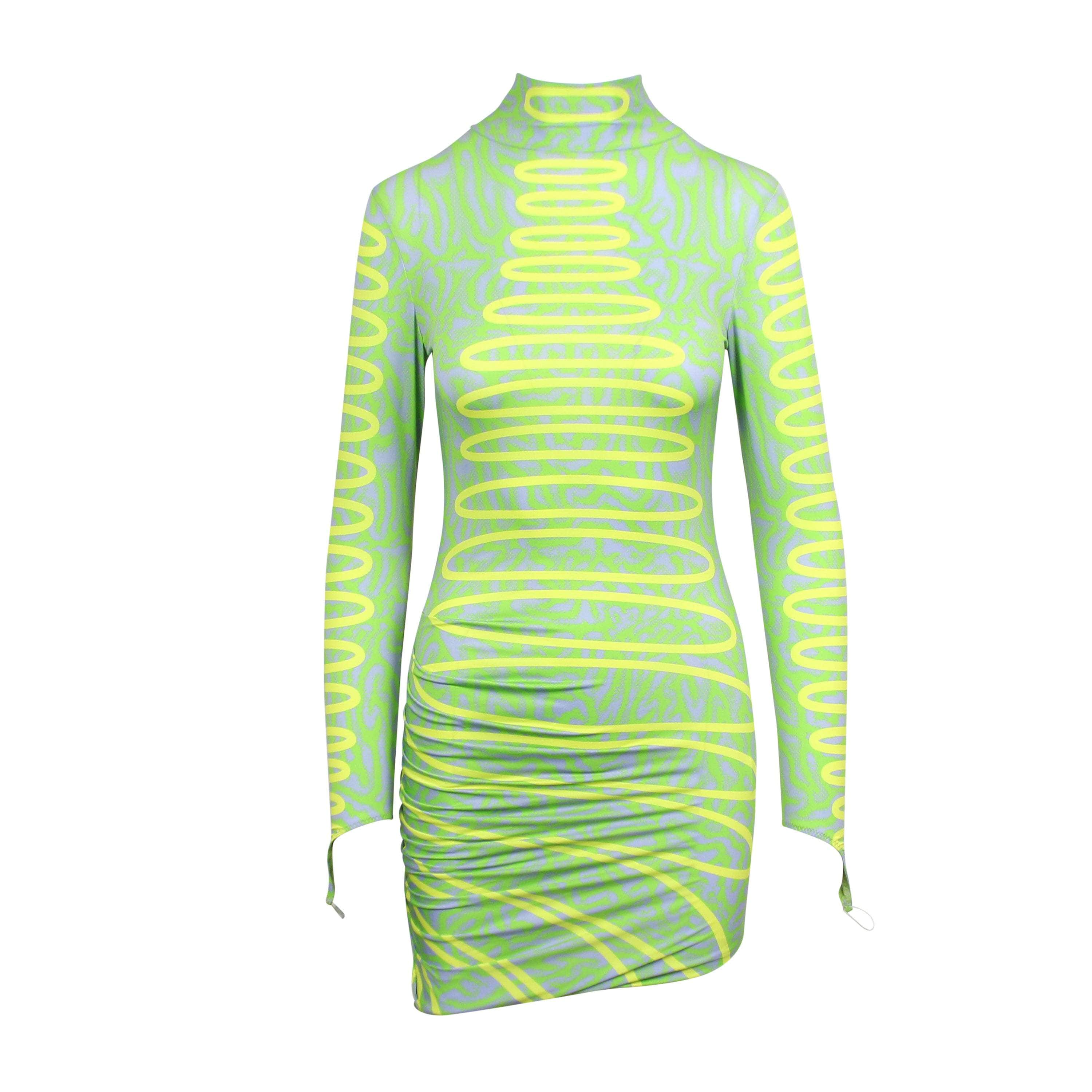 MAISIE WILEN 95-MWN-0003/S NWT MAISIE WILEN Multi Yellow Turtleneck Dress Size S $910 95-MWN-0003/S