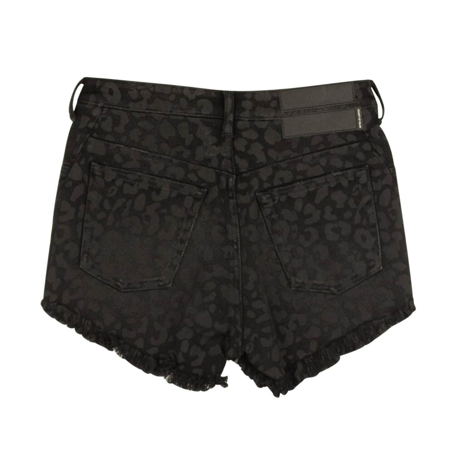 Marcelo Burlon 250-500, channelenable-all, chicmi, couponcollection, gender-womens, main-clothing, marcelo-burlon, size-27 27 Black Leopard Print Denim Shorts 82NGG-MB-1212/27 82NGG-MB-1212/27