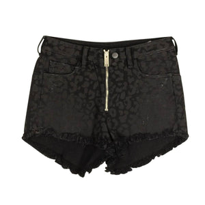 Marcelo Burlon 250-500, channelenable-all, chicmi, couponcollection, gender-womens, main-clothing, marcelo-burlon, size-27 27 Black Leopard Print Denim Shorts 82NGG-MB-1212/27 82NGG-MB-1212/27