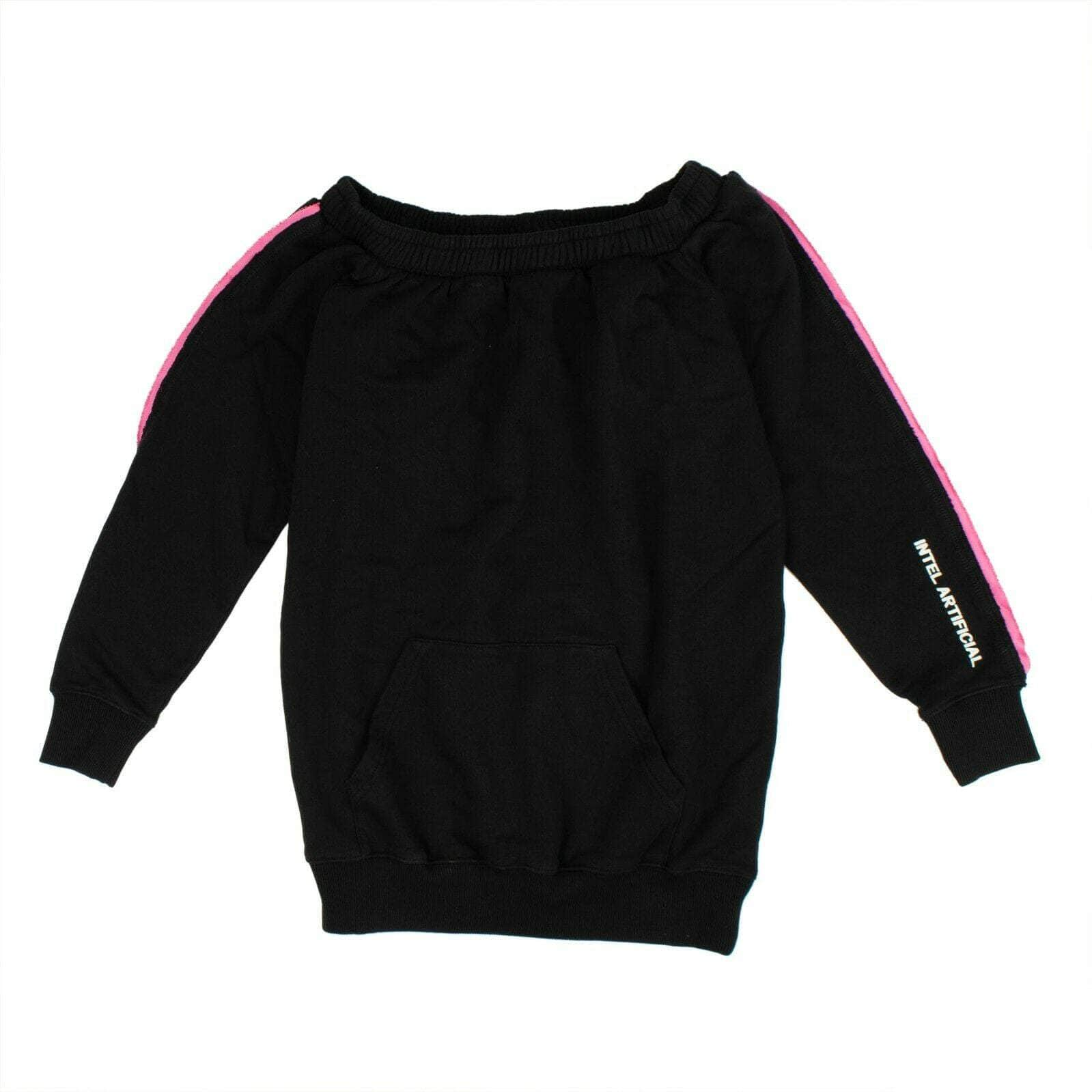 Marcelo Burlon 74NGG-MB-8/XXS NWT MARCELO BURLON Black & Pink Boat Collar Sweatshirt Size XXS $475 74NGG-MB-8/XXS