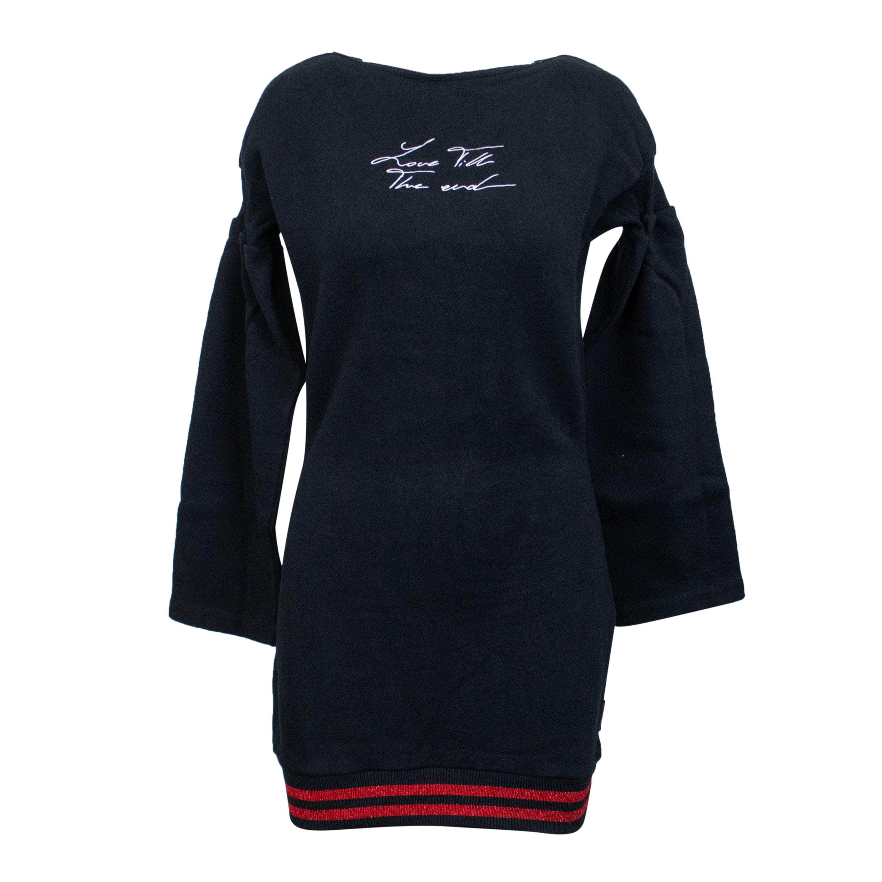 Marcelo Burlon 82NGG-MB-7/XXS NWT MARCELO BURLON Black "Love Till the End" Boat Neck Dress Size XXS $475 82NGG-MB-7/XXS