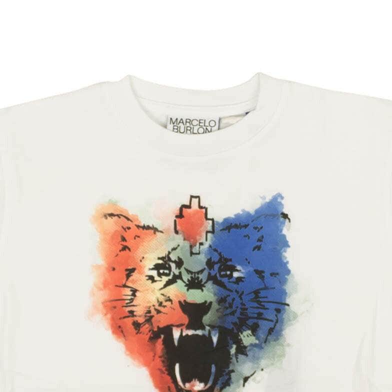 Marcelo Burlon boys-t-shirts, channelenable-all, chicmi, couponcollection, gender-mens, main-clothing, marcelo-burlon, mens-shoes, size-4, size-6, size-8, under-250 Boy's White Watercolor Animal Short Sleeve T-Shirt