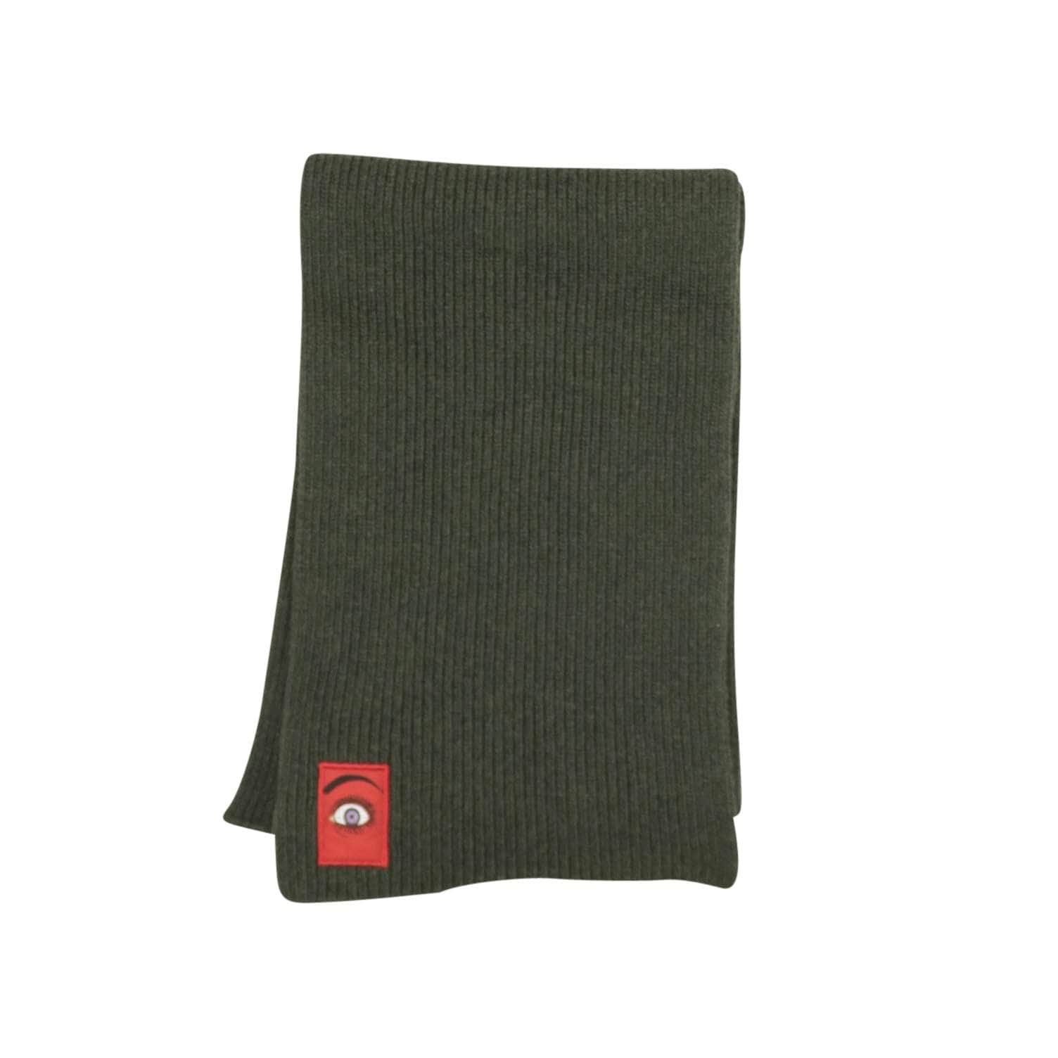 Marcelo Burlon channelenable-all, chicmi, couponcollection, gender-mens, main-accessories, marcelo-burlon, mens-shoes, size-os, uncategorized, under-250 OS Green Ribbed Red Eye Patch Scarf 82NGG-MB-3115/OS 82NGG-MB-3115/OS