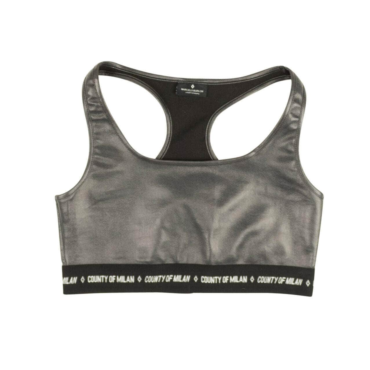 Marcelo Burlon channelenable-all, chicmi, couponcollection, gender-womens, main-clothing, marcelo-burlon, size-s, uncategorized, under-250 S Black Shiny Logo Band Sports Bra 82NGG-MB-1197/S 82NGG-MB-1197/S