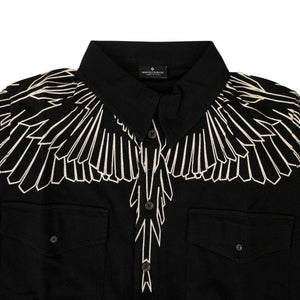 MARCELO BURLON couponcollection, gender-mens, main-clothing, marcelo-burlon, size-xxs, under-250 XXS Black Wings Button Down Shirt 84SP-MB-1077/XXS 84SP-MB-1077/XXS