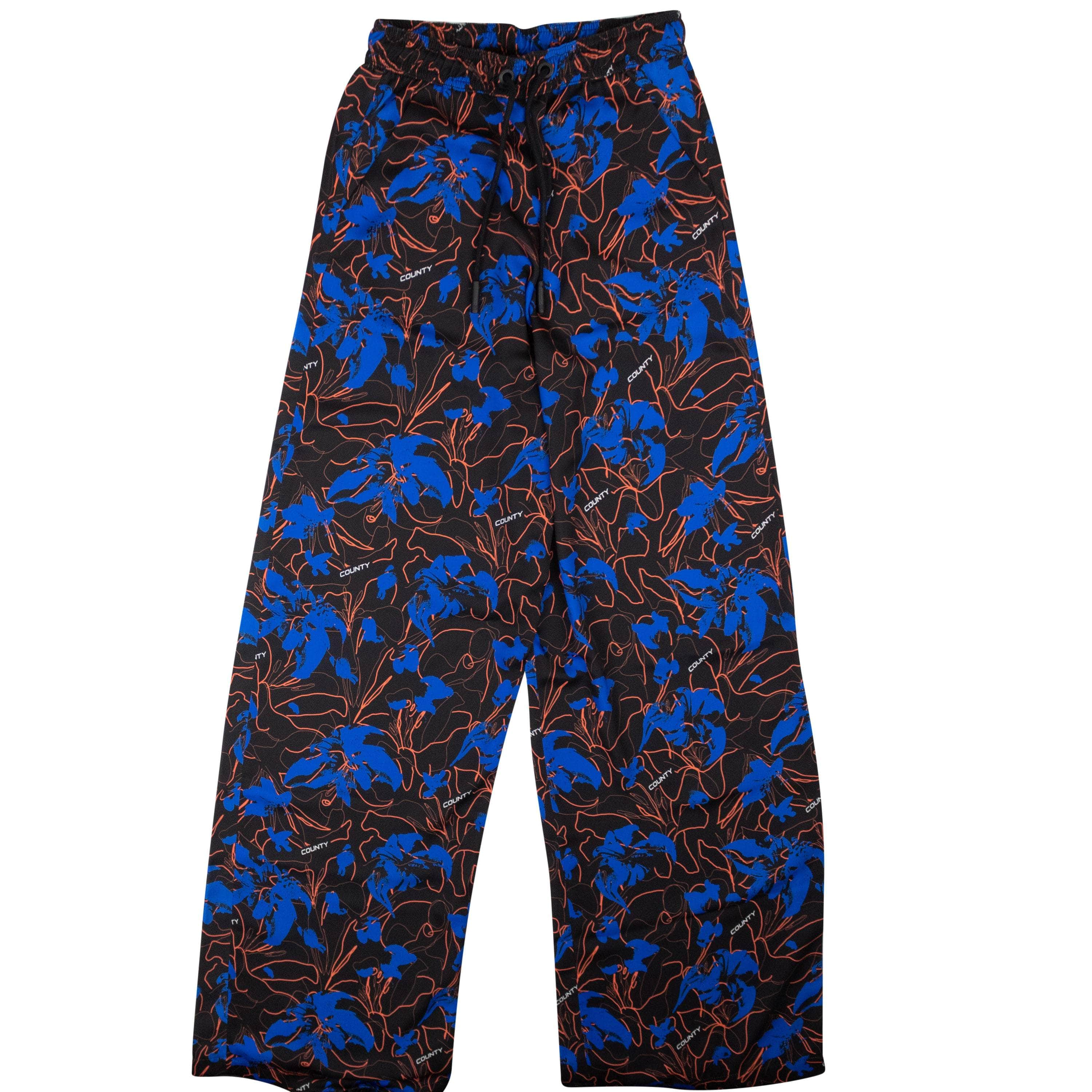 Marcelo Burlon MCB-XBTM-0007/M NWT MARCELO BURLON Black & Blue Floral Wide Pants Size M $650 MCB-XBTM-0007/M