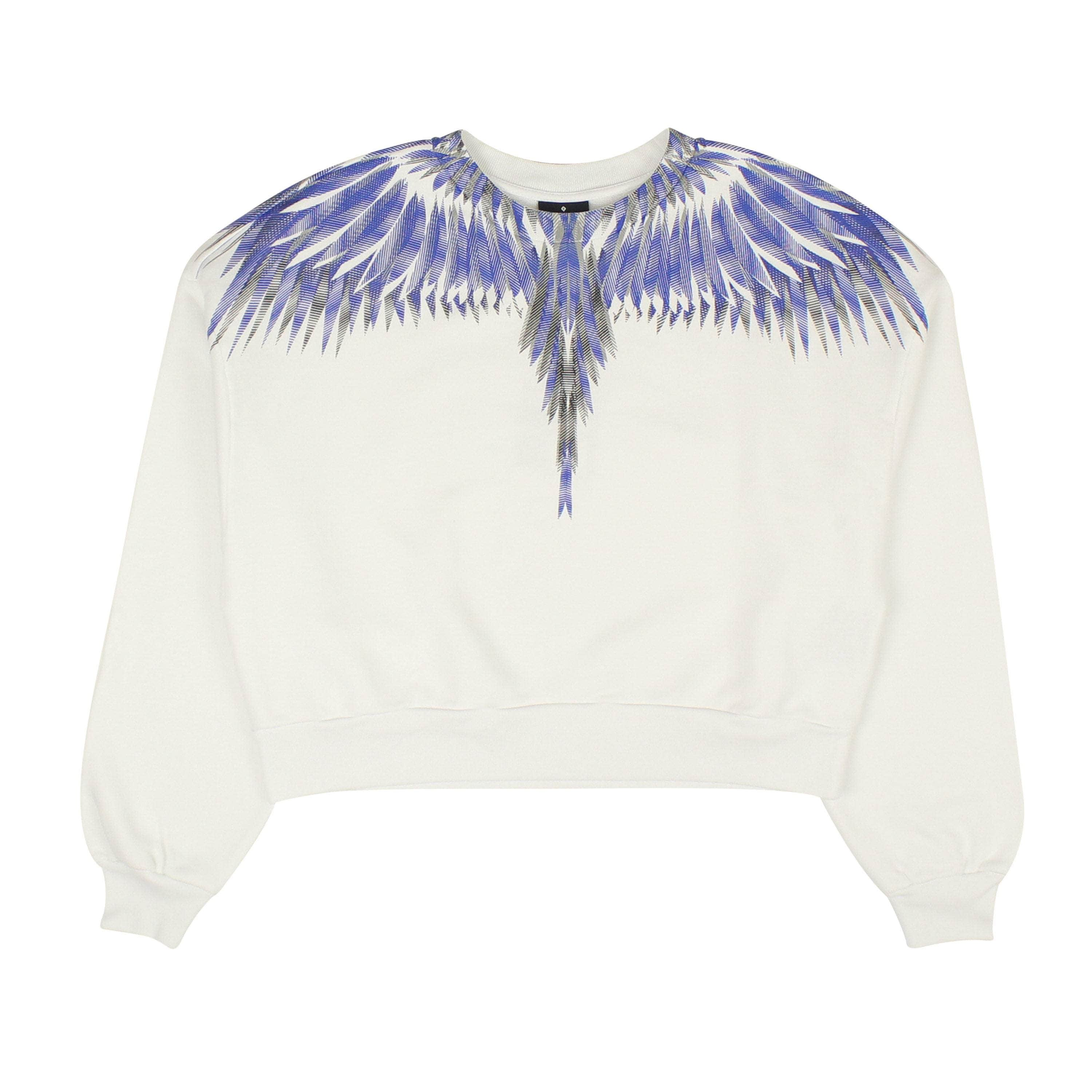 Marcelo Burlon MCB-XHDS-0013/L NWT Marcelo Burlon White/Blue SHARP WINGS REGULAR CREWNECK Size L $515 MCB-XHDS-0013/L