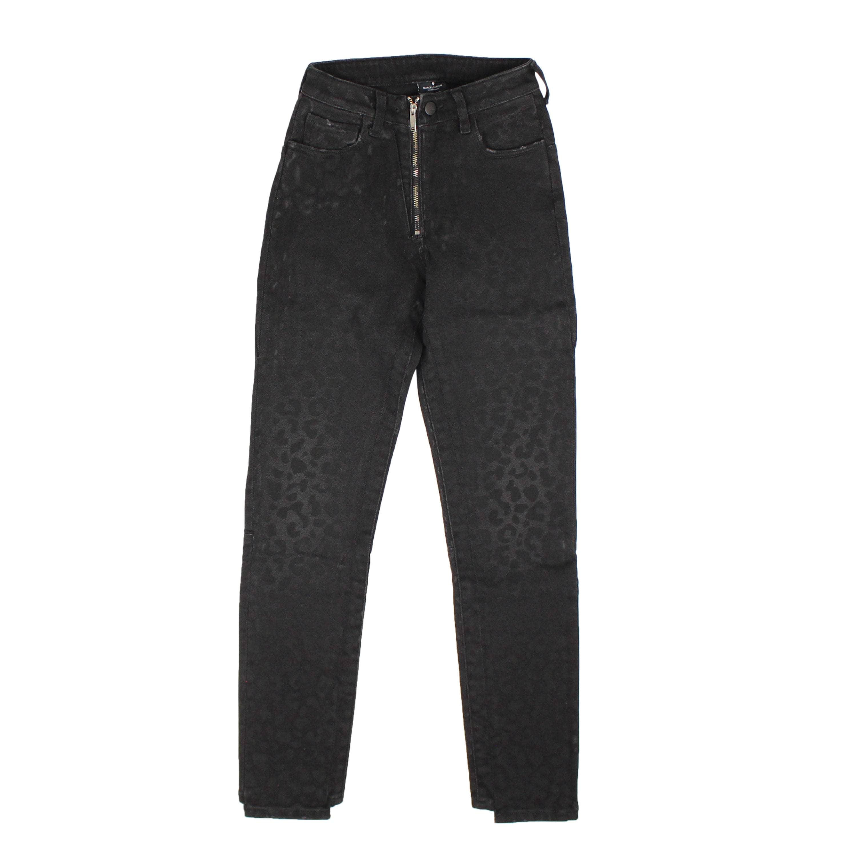 Marcelo Burlon MCB-XJNS-0002/24 NWT Black Marcelo Burlon RINSE WASH LEOPARD BIKER JNS  Size 24 $1000 MCB-XJNS-0002/24