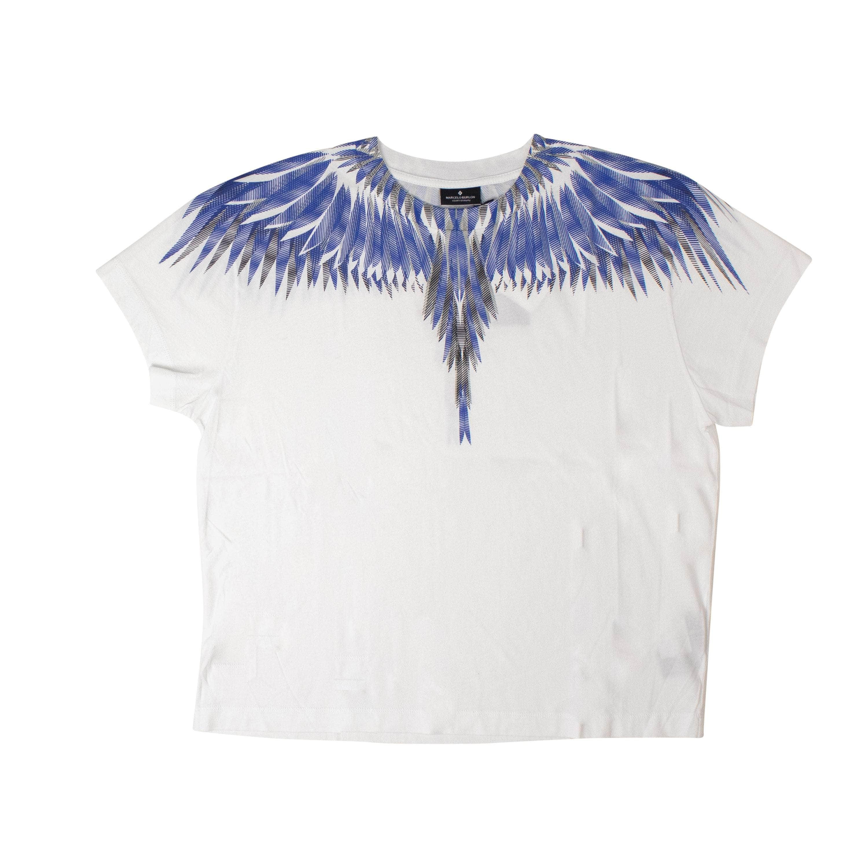 Marcelo Burlon MCB-XTSH-0004/XS NWT MARCELO BURLON White & Blue Sharp Wings Squared T-Shirt Size XS $265 MCB-XTSH-0004/XS