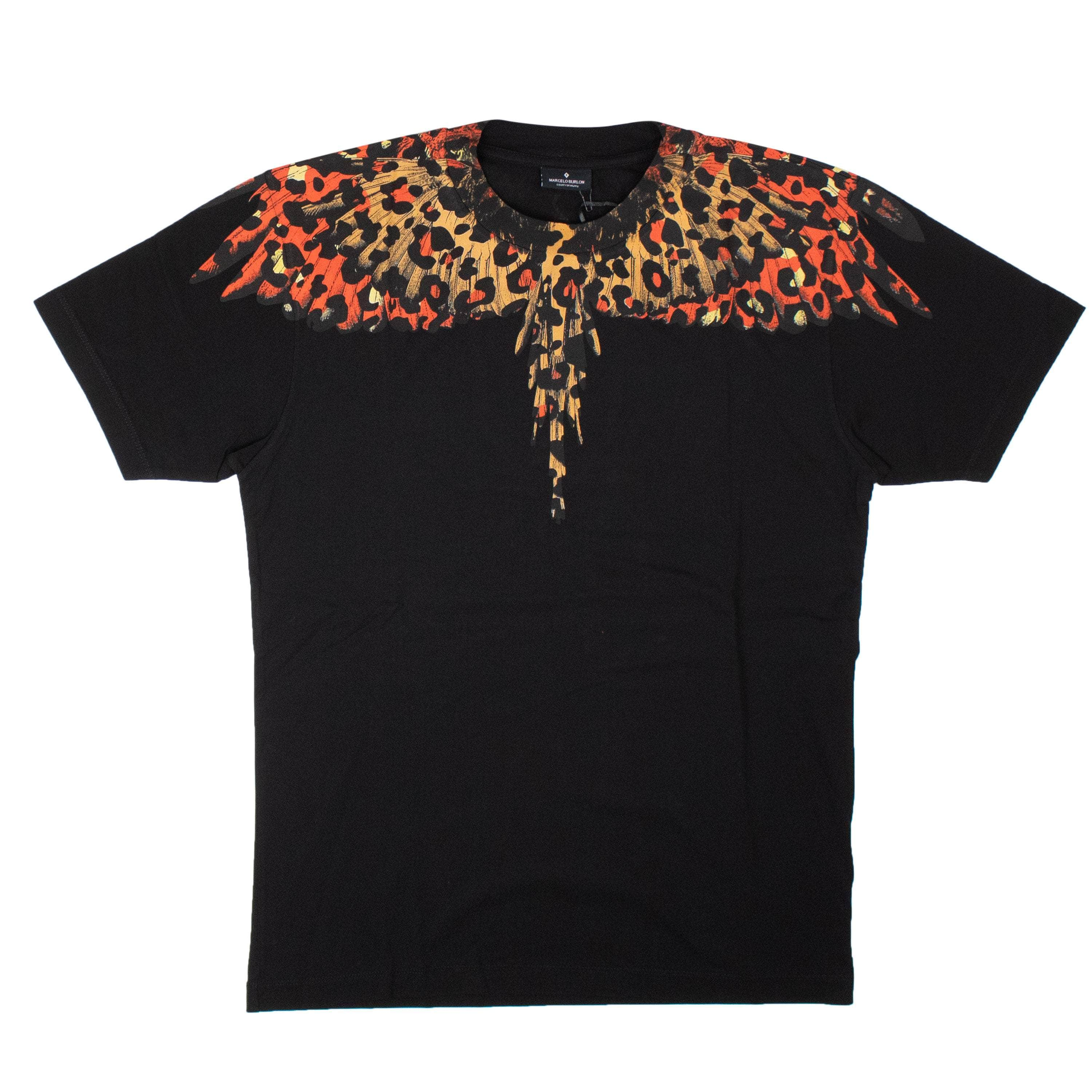 Marcelo Burlon MCB-XTSH-0006/S NWT MARCELO BURLON Black Leopard Wings T-Shirt Size S $265 MCB-XTSH-0006/S