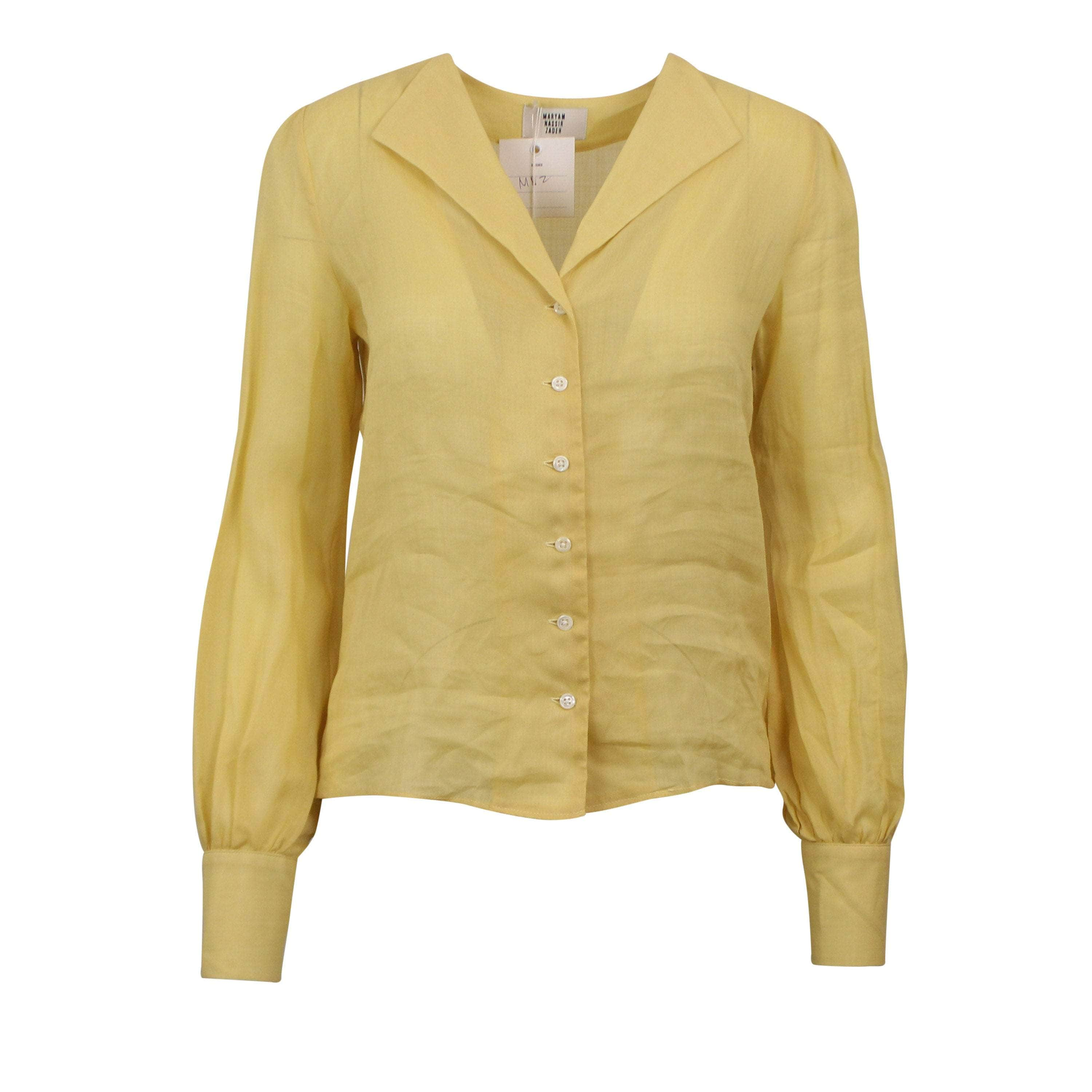 Maryam Nassir Zadeh 95-MNZ-1011/0 NWT Maryam Nassir Zadeh FLAXEN YELLOW BALANCE LONG SLEEVE BLOUSE Size 0 $440 95-MNZ-1011/0