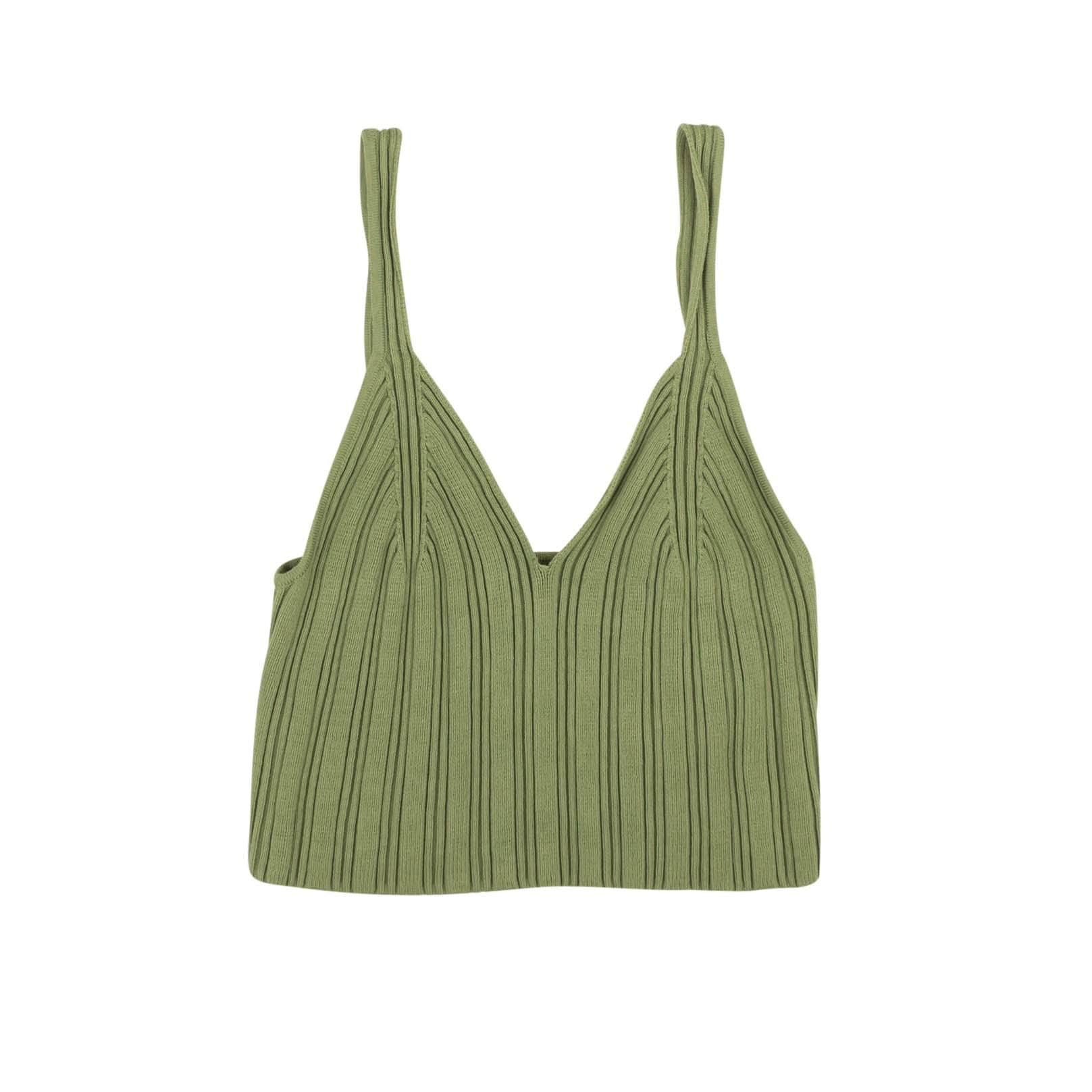 MM6 Maison Margiela 95-MMM-1016/S NWT MM6 MAISON MARGIELA Green Gauge Summer Ribbed Tank Top Size S $395 95-MMM-1016/S