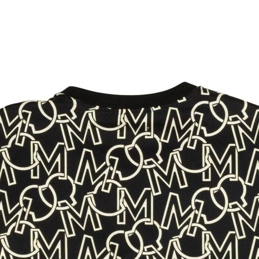 Moncler 250-500, channelenable-all, chicmi, couponcollection, gender-womens, main-clothing, moncler, size-m, size-s M Black Allover Monogram Logo Short Sleeve T-Shirt 95-MNC-1068/M 95-MNC-1068/M