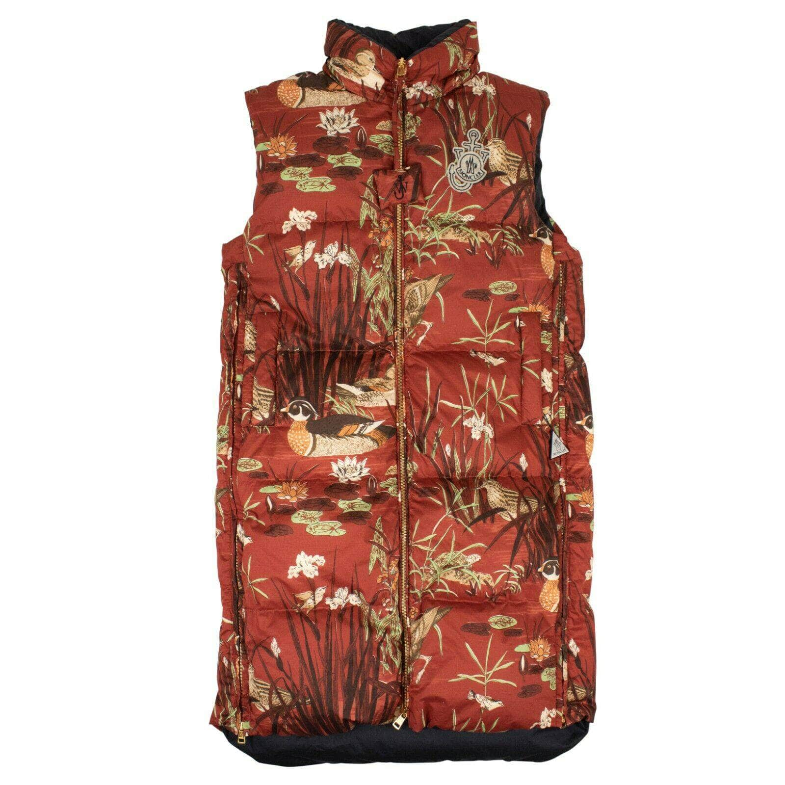 Moncler 75LE-307/0 NWT MONCLER Red Long Bird Print Gilet Size 0 $3060 75LE-307/0