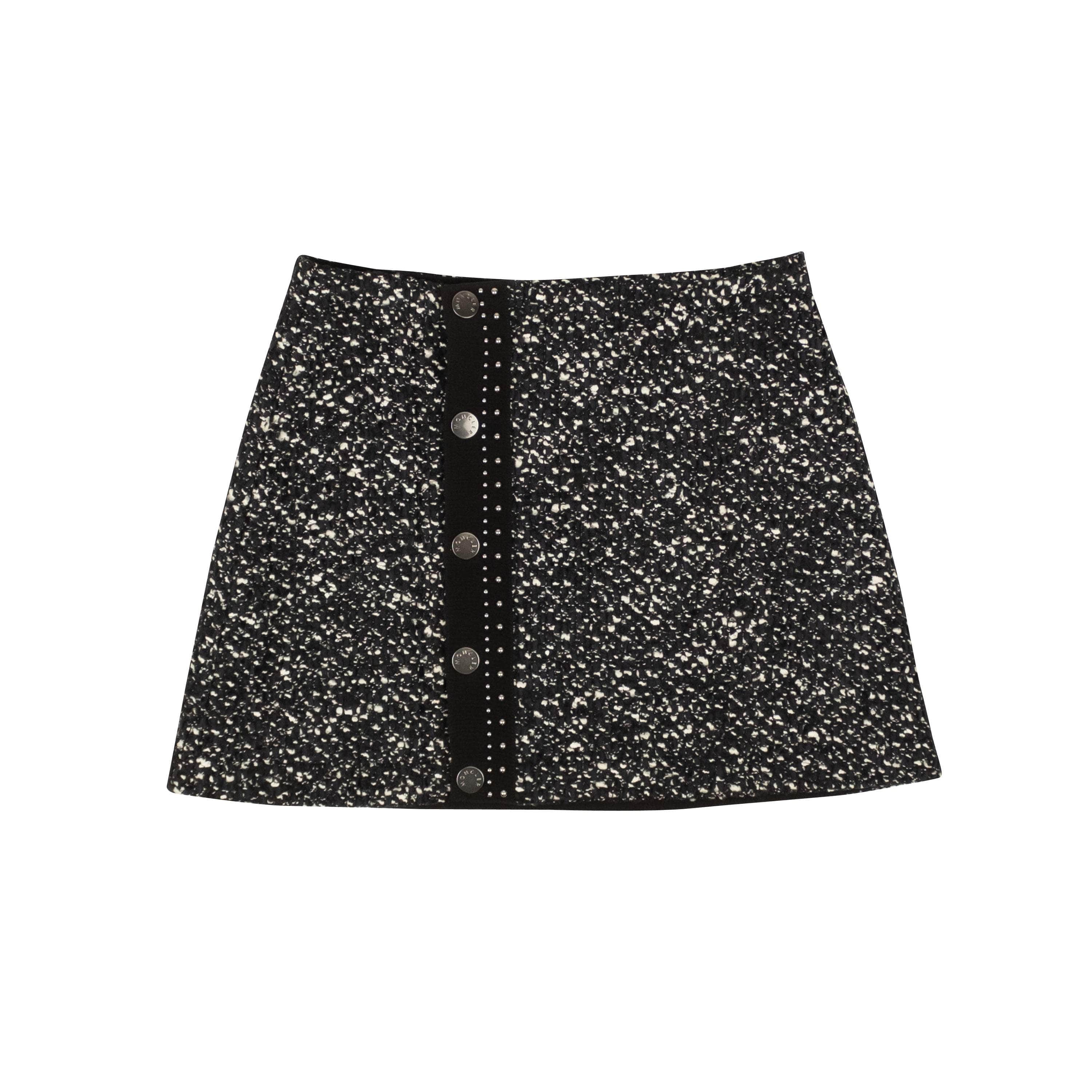 Moncler MNC-XBTM-0004/40 NWT MONCLER Navy And Black Snap Detail Tweed Mini Skirt Size 4/40 $750 MNC-XBTM-0004/40