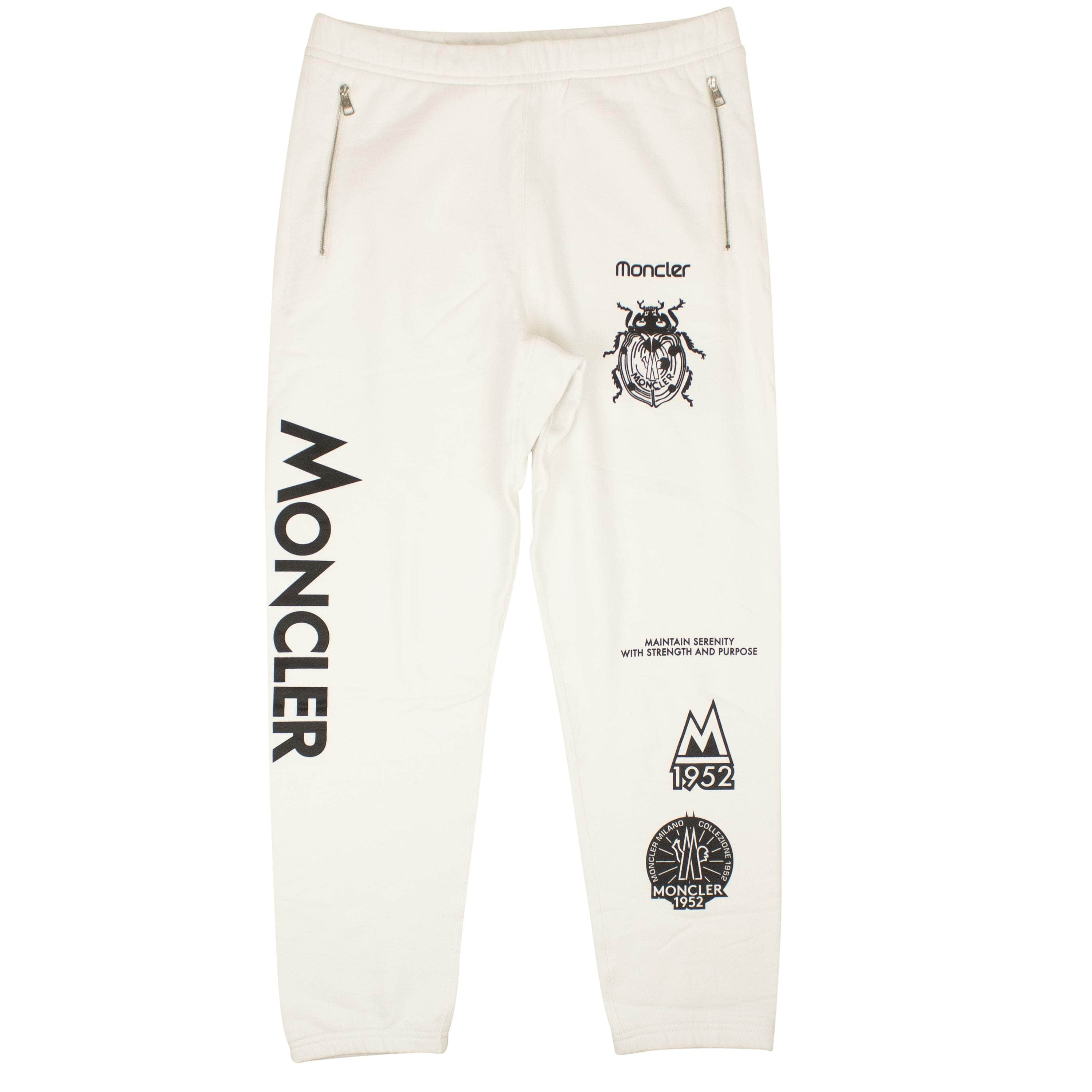 Moncler MNC-XBTM-0019/M NWT MONCLER White Cotton Front Logo Jogger Sweatpants Size M $895 MNC-XBTM-0019/M