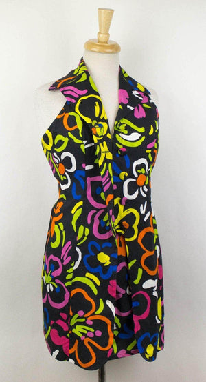Moschino 250-500, chicmi, couponcollection, gender-womens, main-clothing, moschino, moschino-couture-x-jeremy-scott, size-37-eu, size-6-us, womens-day-dresses 6 US / 40 EU MOSCHINO COUTURE X JEREMY SCOTT Women's Floral Print Halter Neck Dress 54LE-1365/6 54LE-1365/6