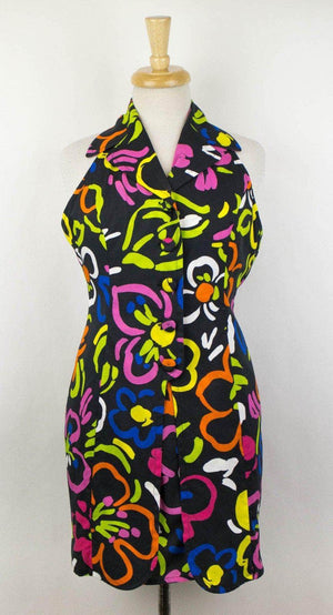 Moschino 250-500, chicmi, couponcollection, gender-womens, main-clothing, moschino, moschino-couture-x-jeremy-scott, size-37-eu, size-6-us, womens-day-dresses 6 US / 40 EU MOSCHINO COUTURE X JEREMY SCOTT Women's Floral Print Halter Neck Dress 54LE-1365/6 54LE-1365/6