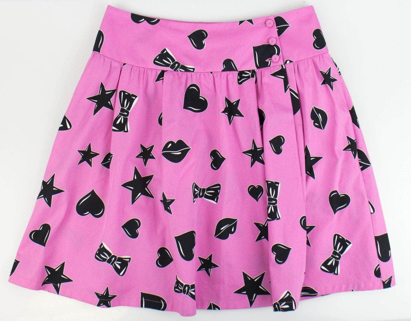 Moschino 54LE-1216/6 New MOSCHINO COUTURE X JEREMY SCOTT 'Stars Hearts Bow Ties' Mini Skirt Size 6/40 $695 54LE-1216/6