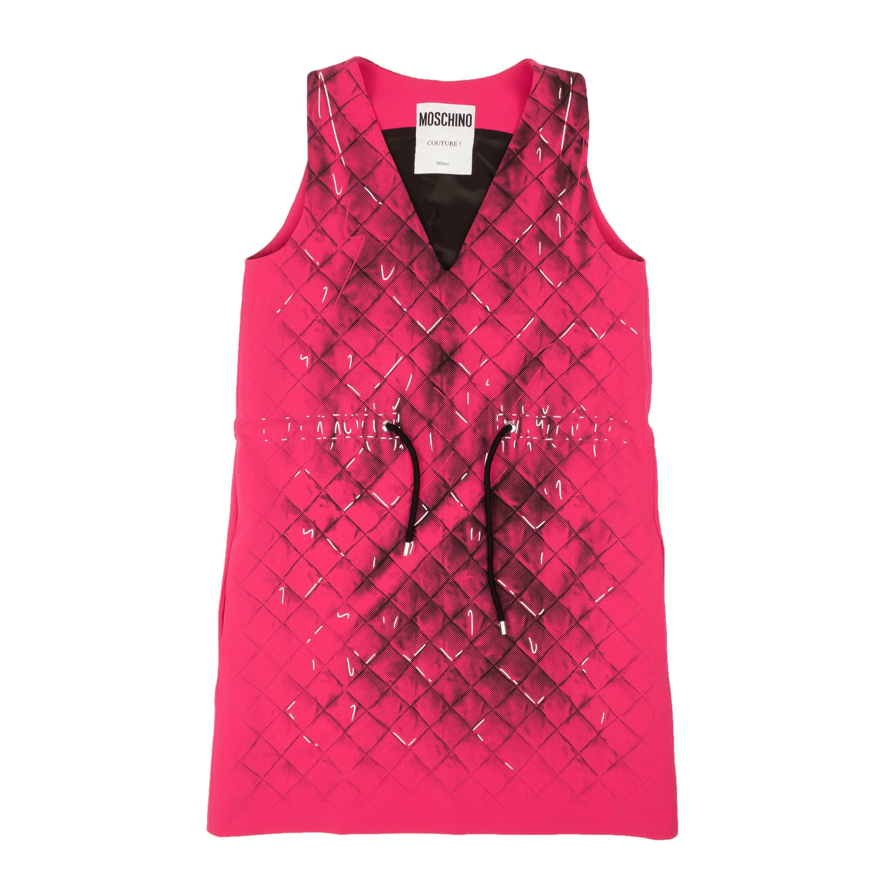 Moschino 54LE-1354/4 New MOSCHINO COUTURE X JEREMY SCOTT Pink Sleeveless Drawstring Dress Size 4/38 $1325 54LE-1354/4