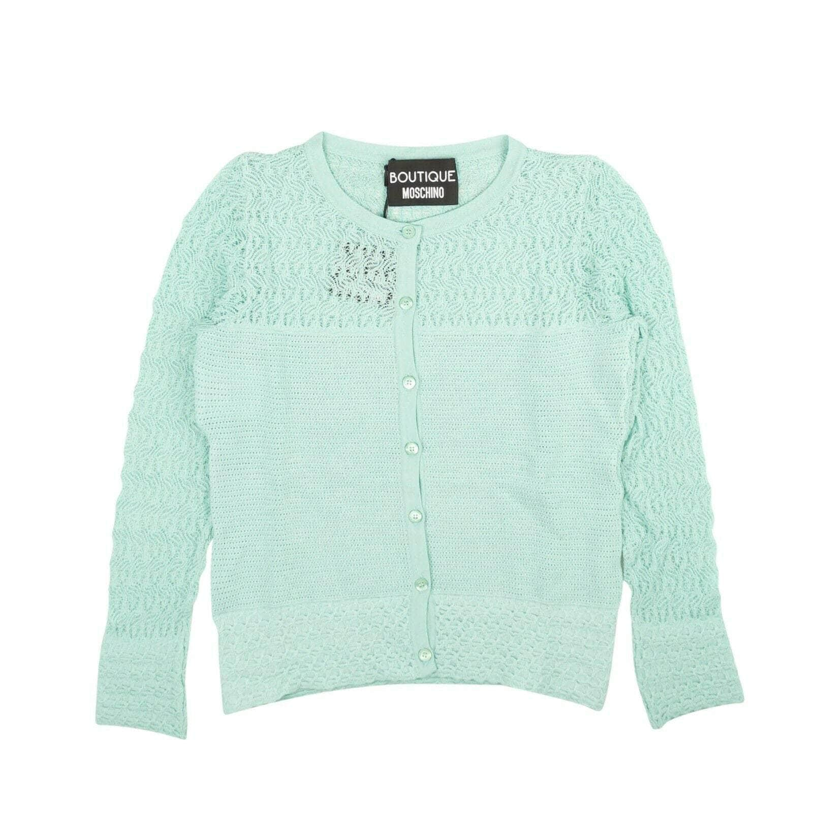 Moschino 95-BMS-1007/38 NWT BOUTIQUE MOSCHINO Turquoise Knit Pointelle Cardigan Size 2/38 $595 95-BMS-1007/38